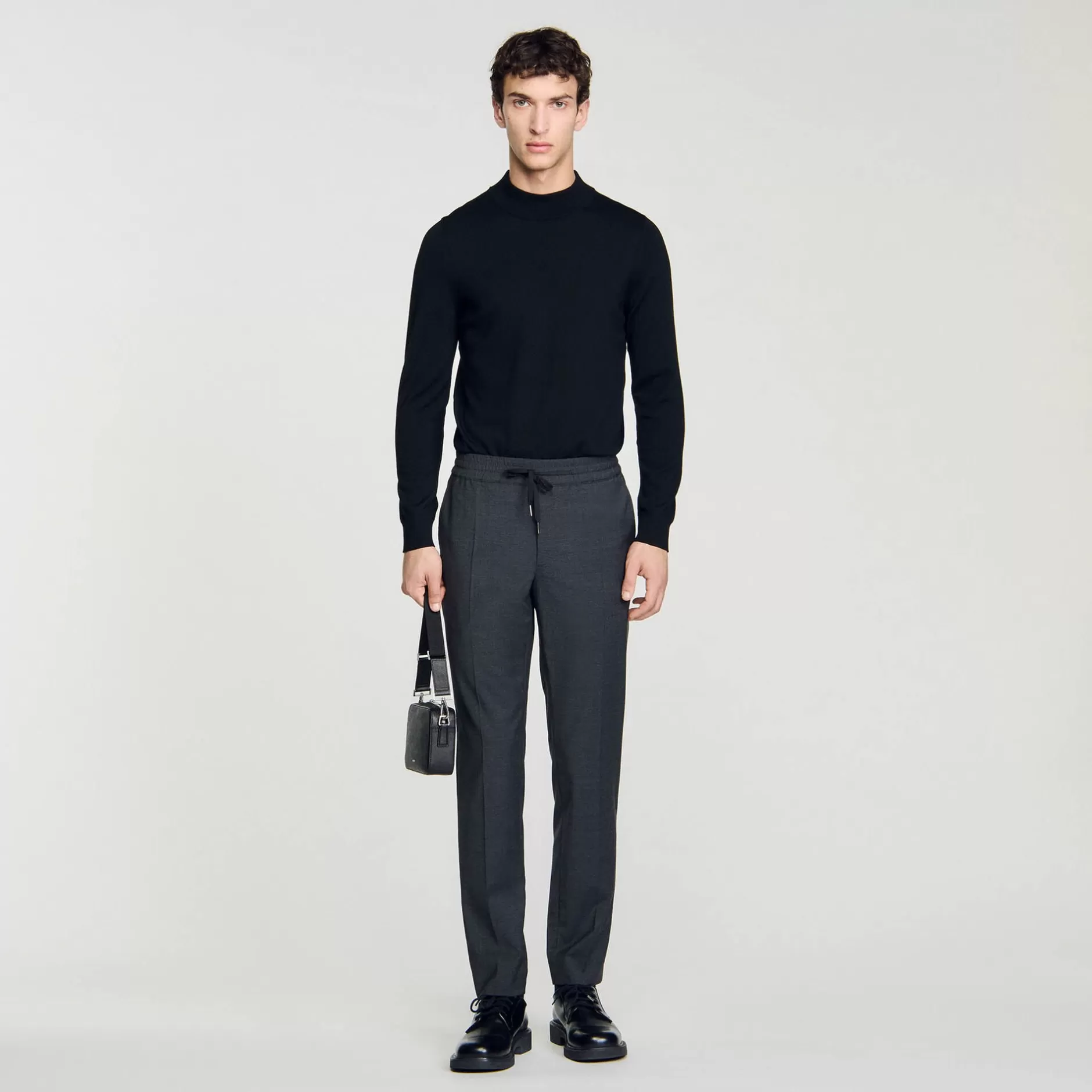 Store Sandro Pantalon Droit élastiqué gris chiné