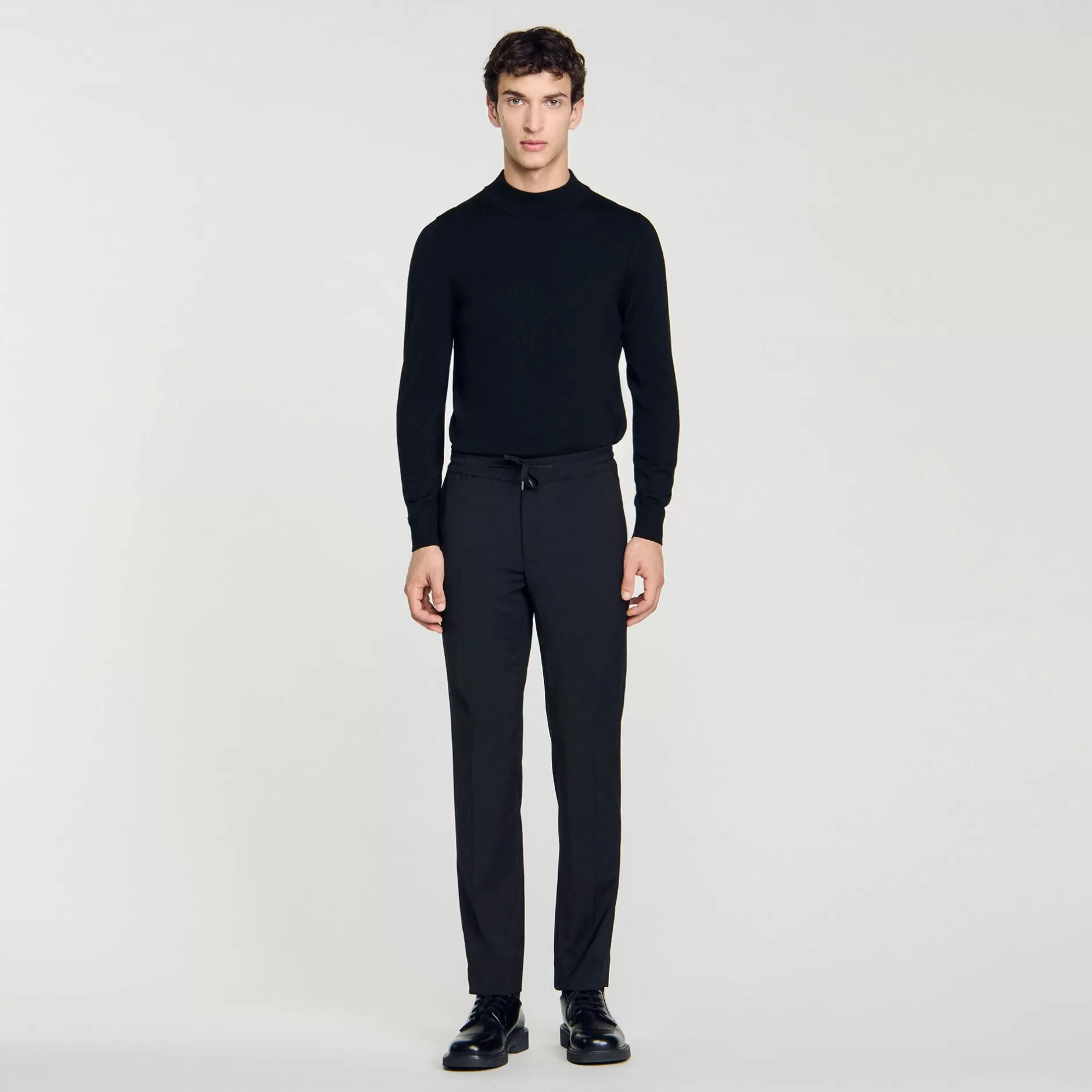 Store Sandro Pantalon Droit élastiqué Noir