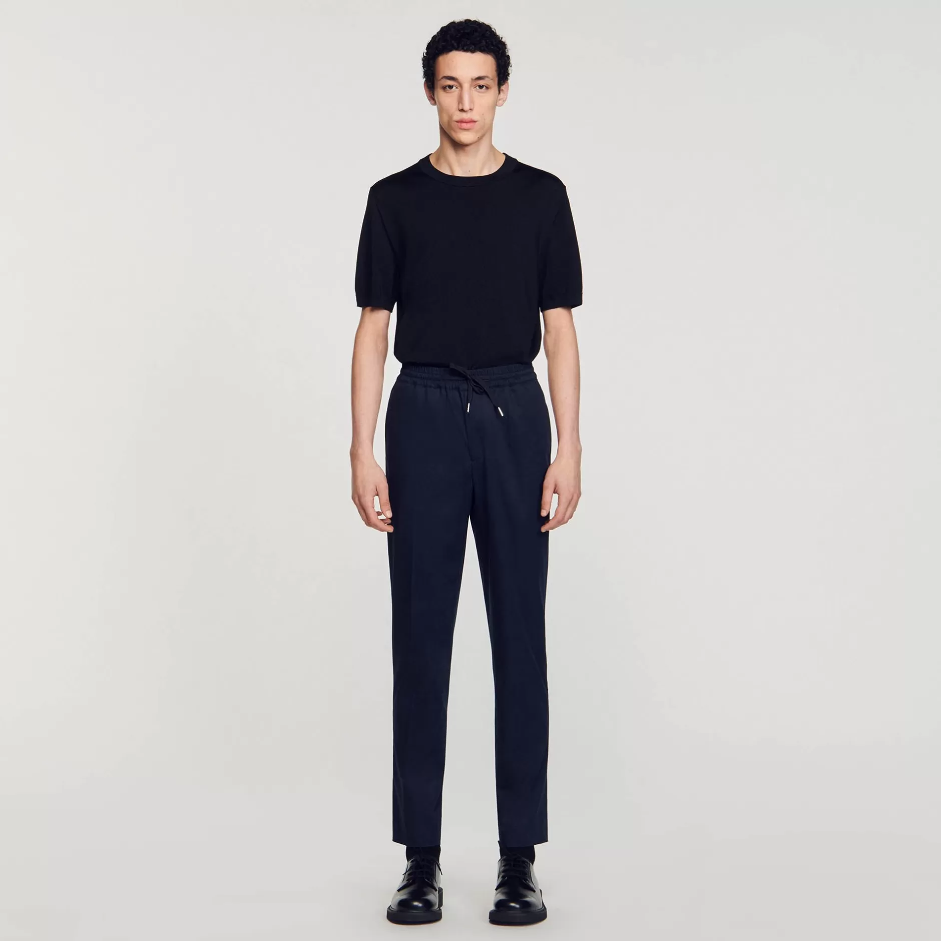 Flash Sale Sandro Pantalon Droit élastiqué Marine Foncé