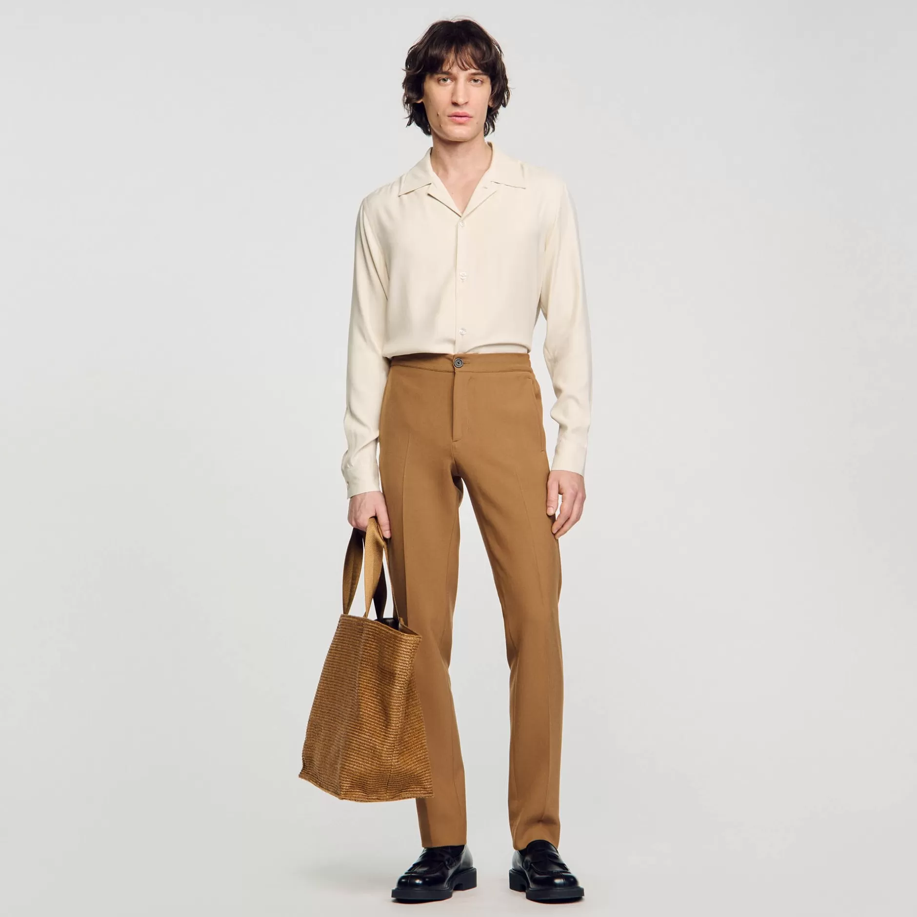 Clearance Sandro Pantalon En Jersey Camel