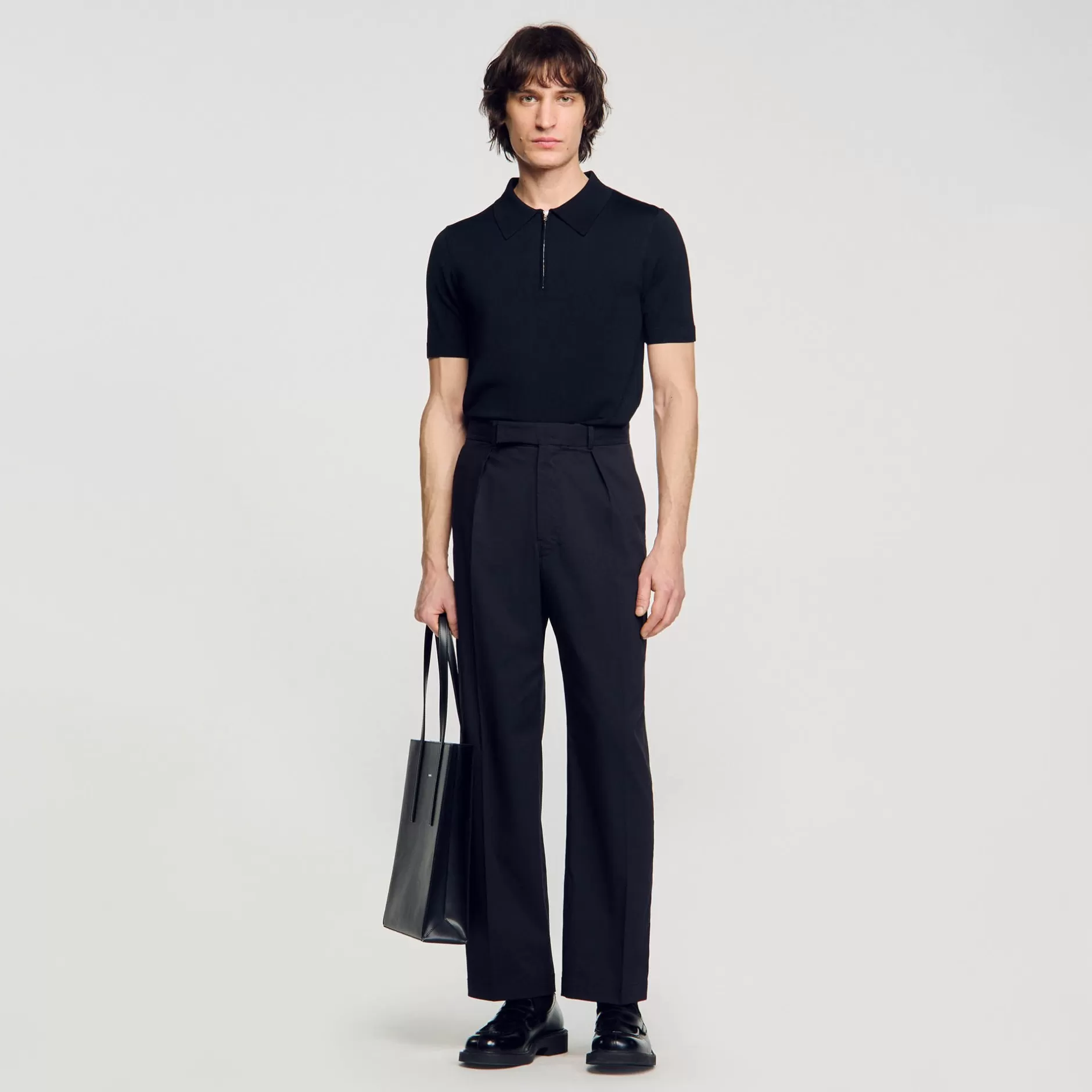 Clearance Sandro Pantalon Large Noir