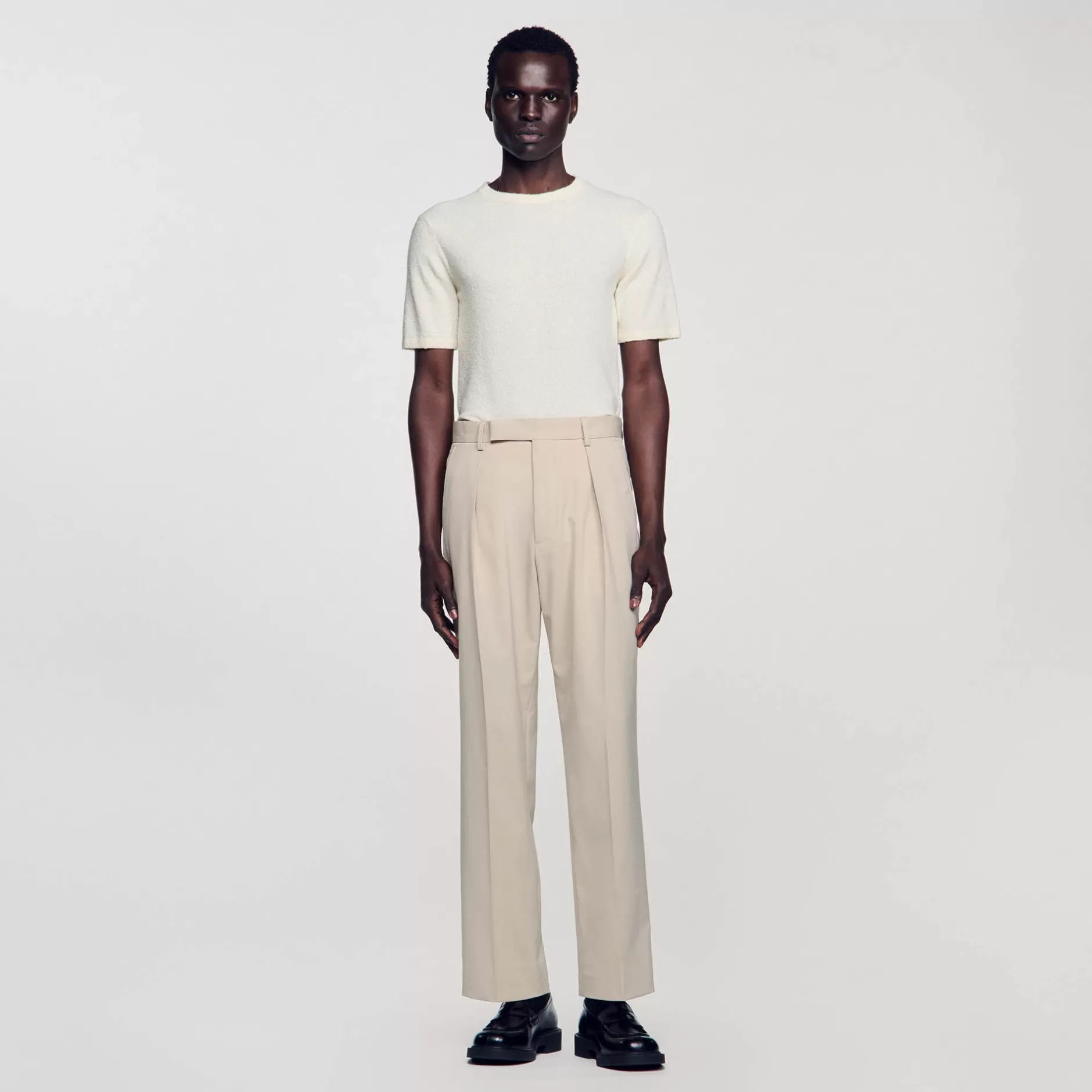 Outlet Sandro Pantalon Large Beige