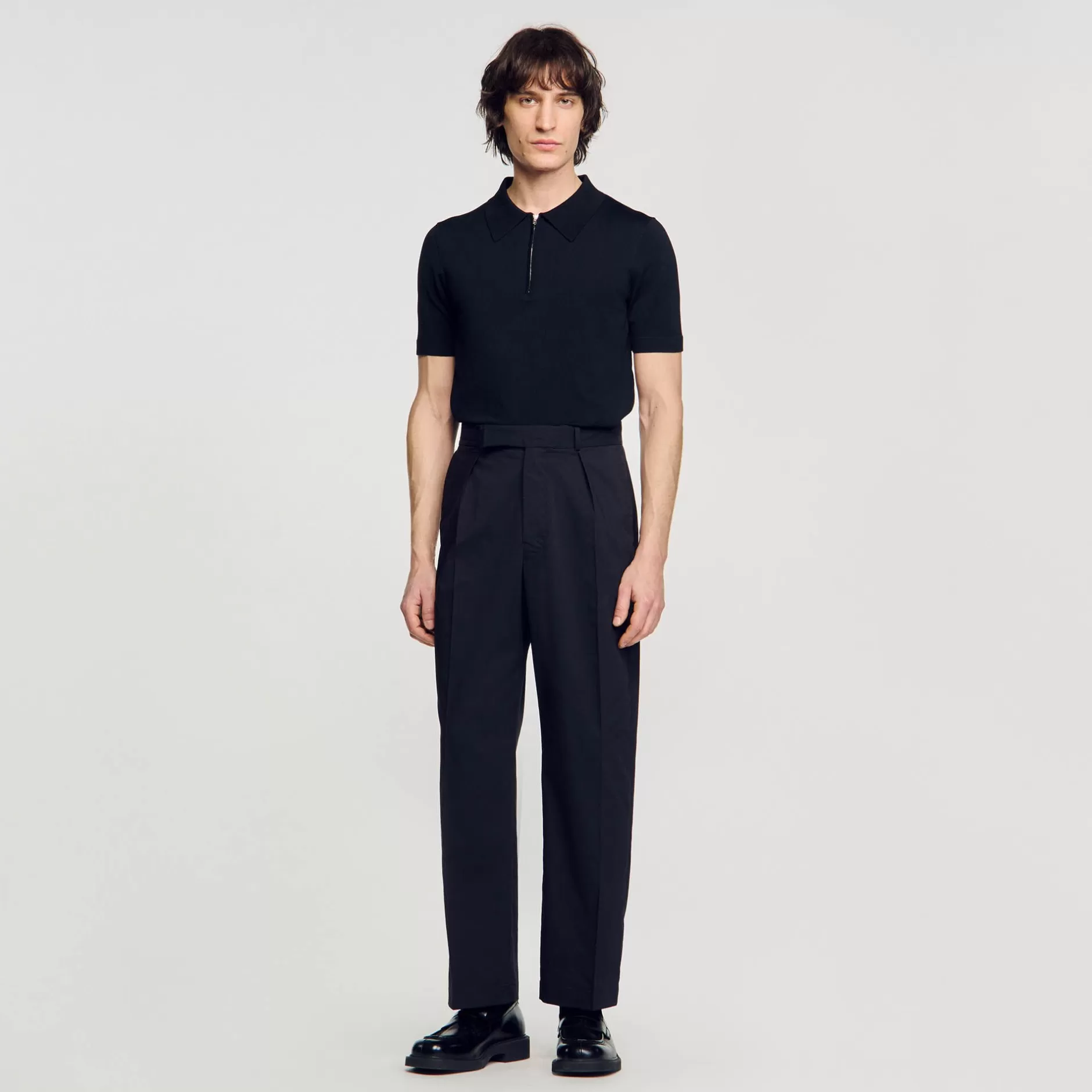 Clearance Sandro Pantalon Large Noir