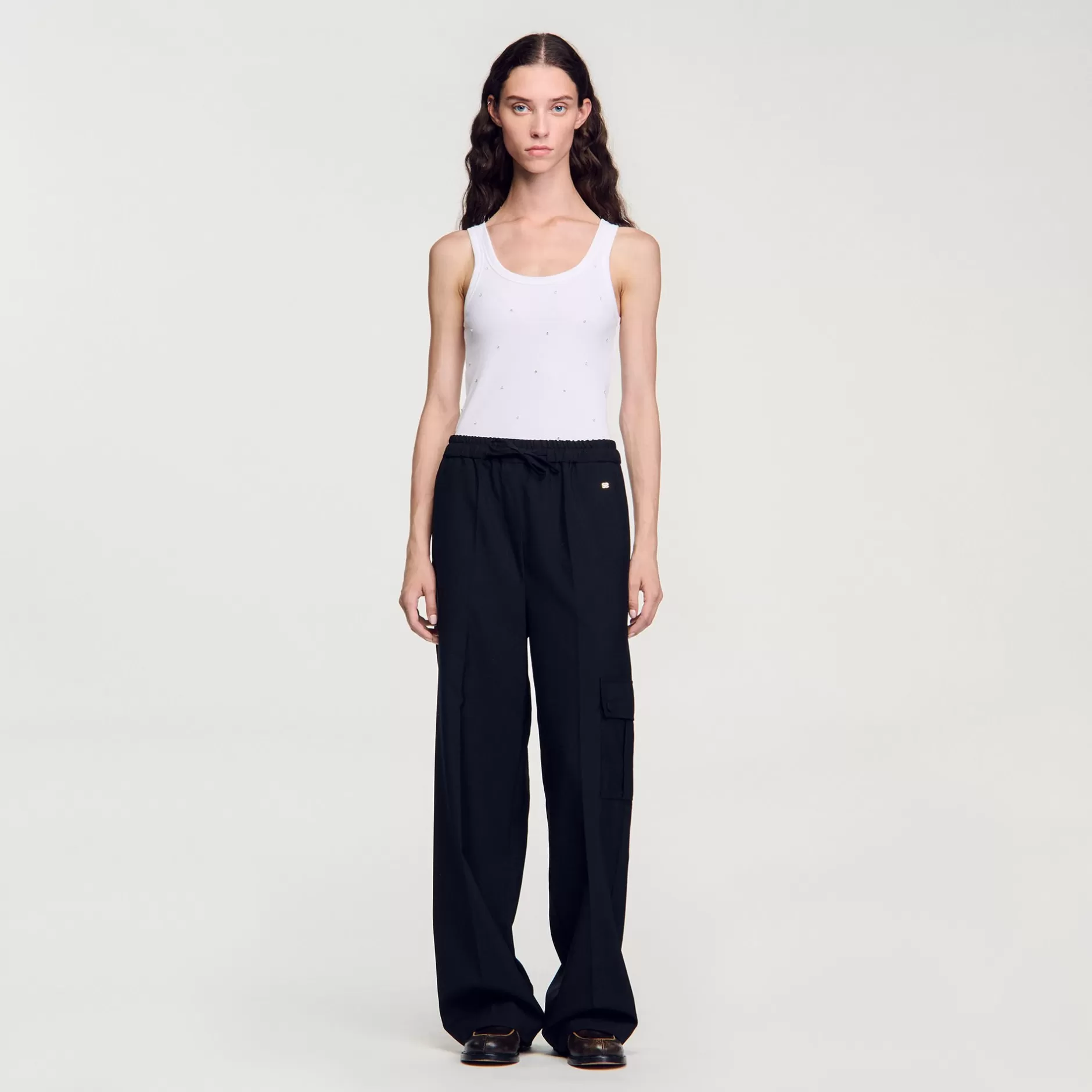 Fashion Sandro Pantalon Taille élastiquée Noir