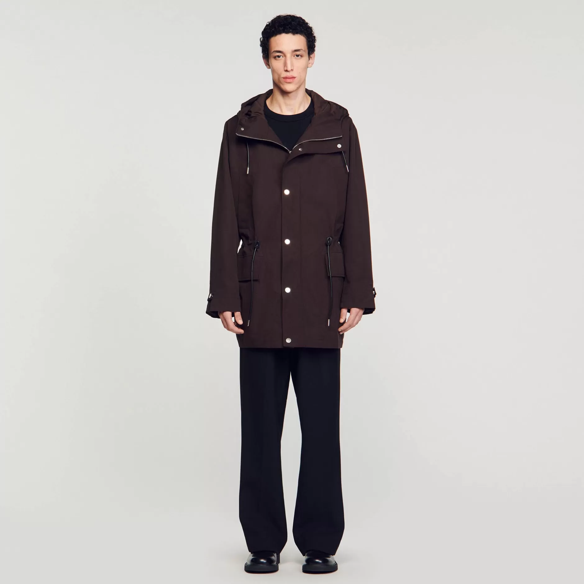 Hot Sandro Parka En Coton Marron Foncé