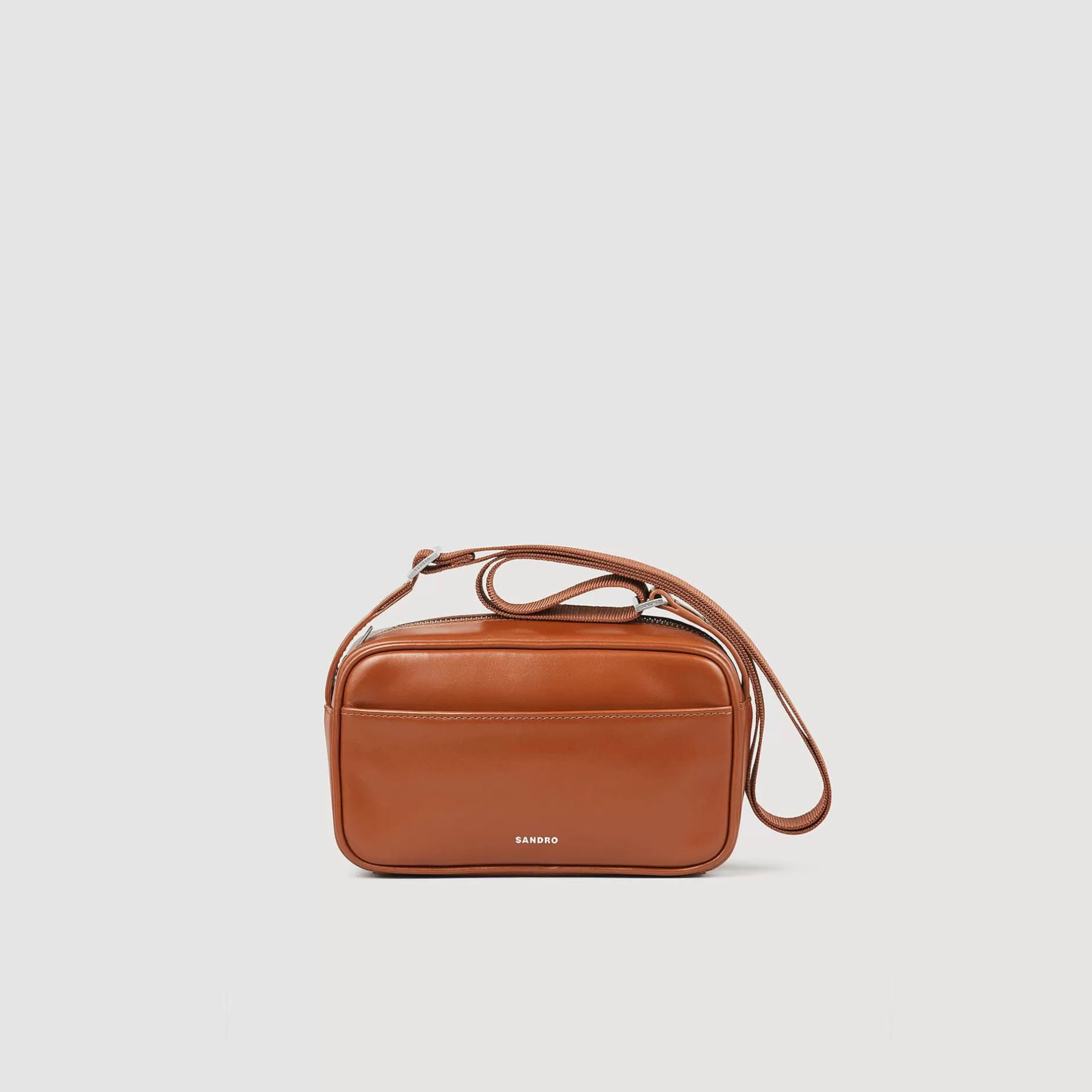 Fashion Sandro Petit Sac En Cuir Lisse Marron Clair