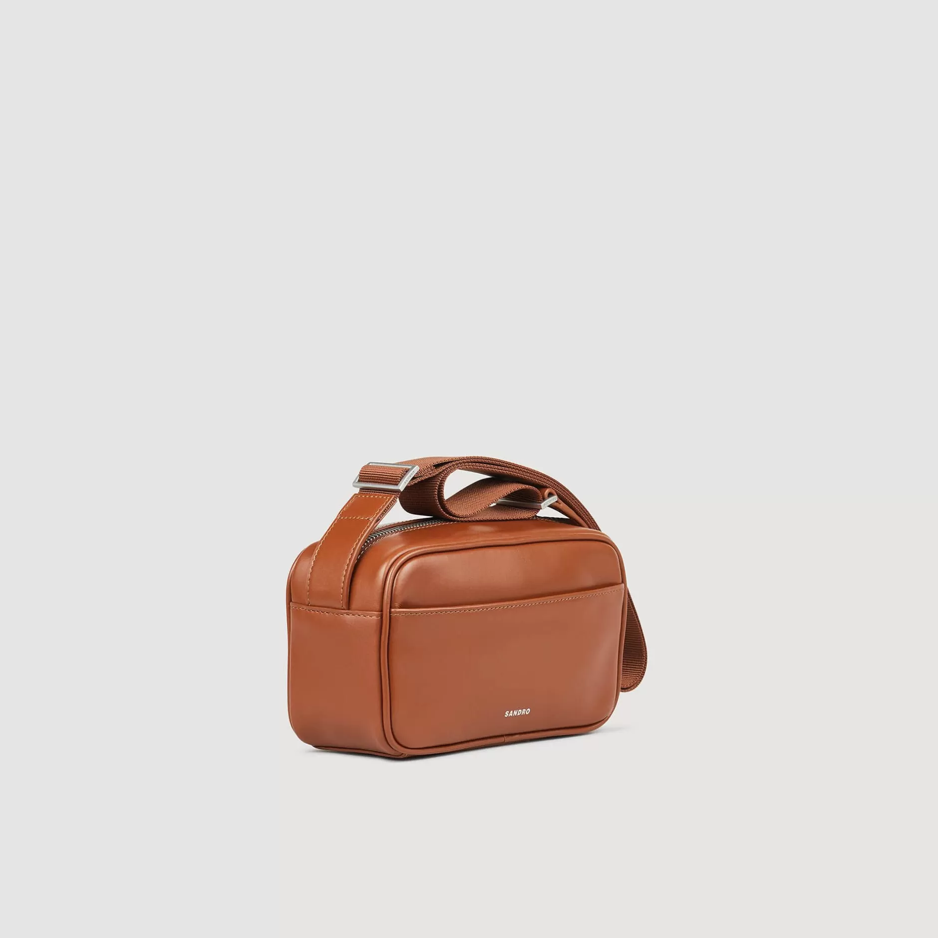 Fashion Sandro Petit Sac En Cuir Lisse Marron Clair