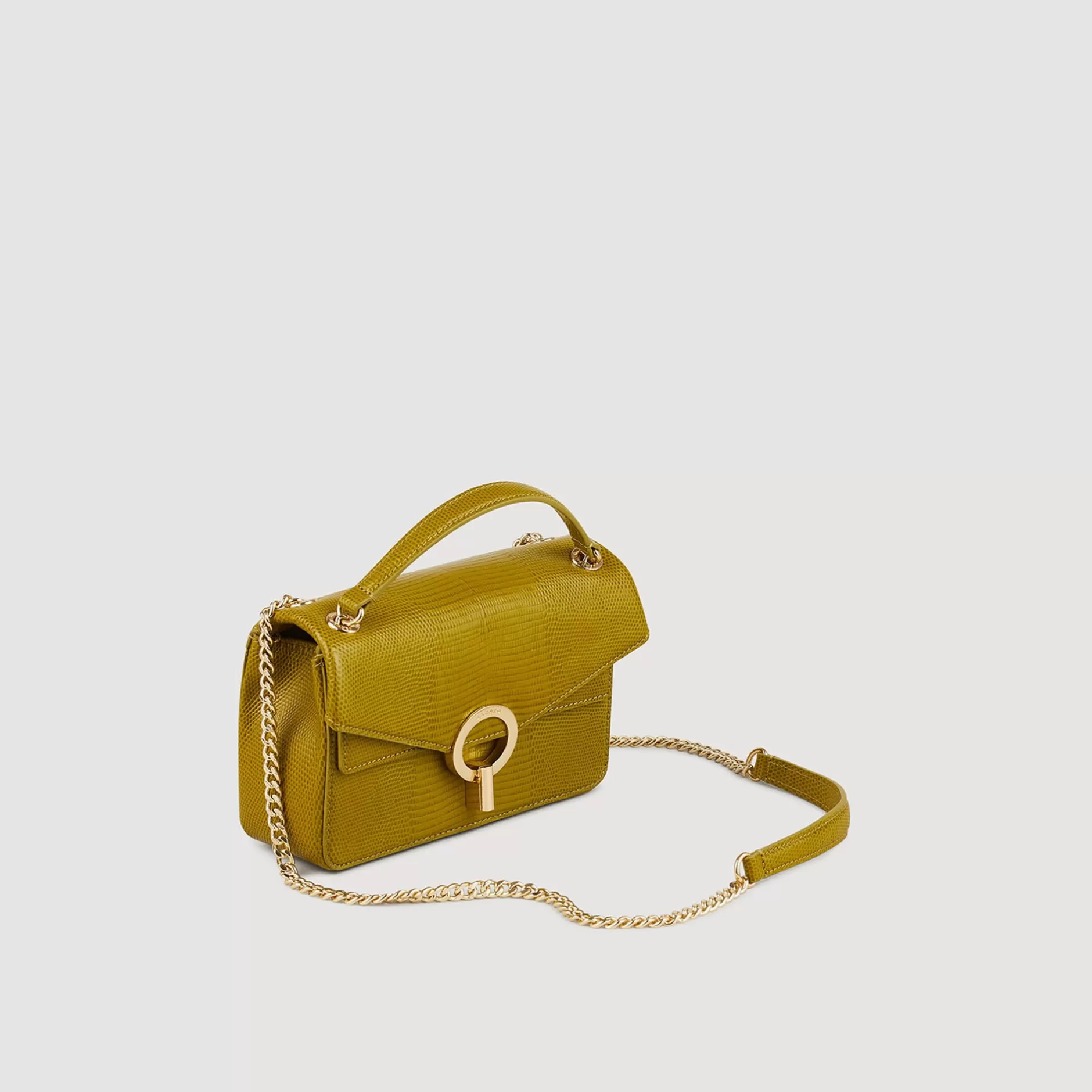 Best Sale Sandro Petit Sac Yza En Cuir Effet Lézard Vert Olive