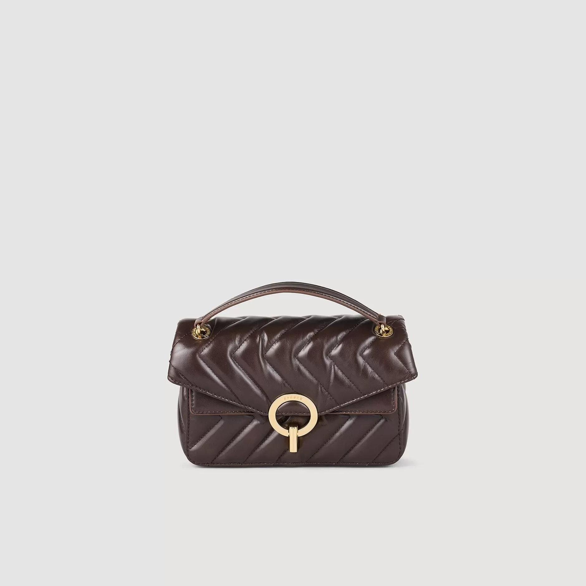 Fashion Sandro Petit Sac Yza En Cuir Lisse Marron