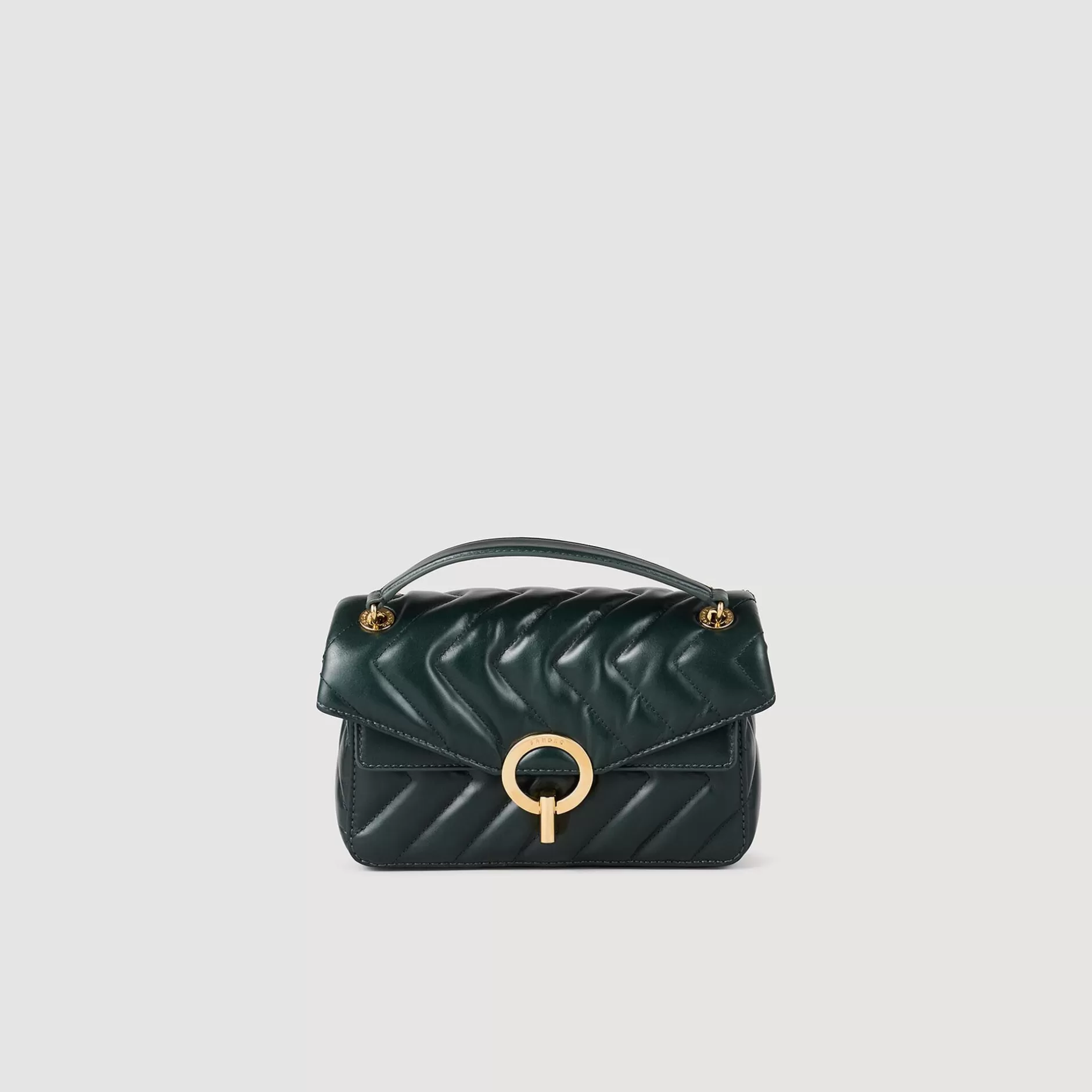 Shop Sandro Petit Sac Yza En Cuir Lisse Vert forêt