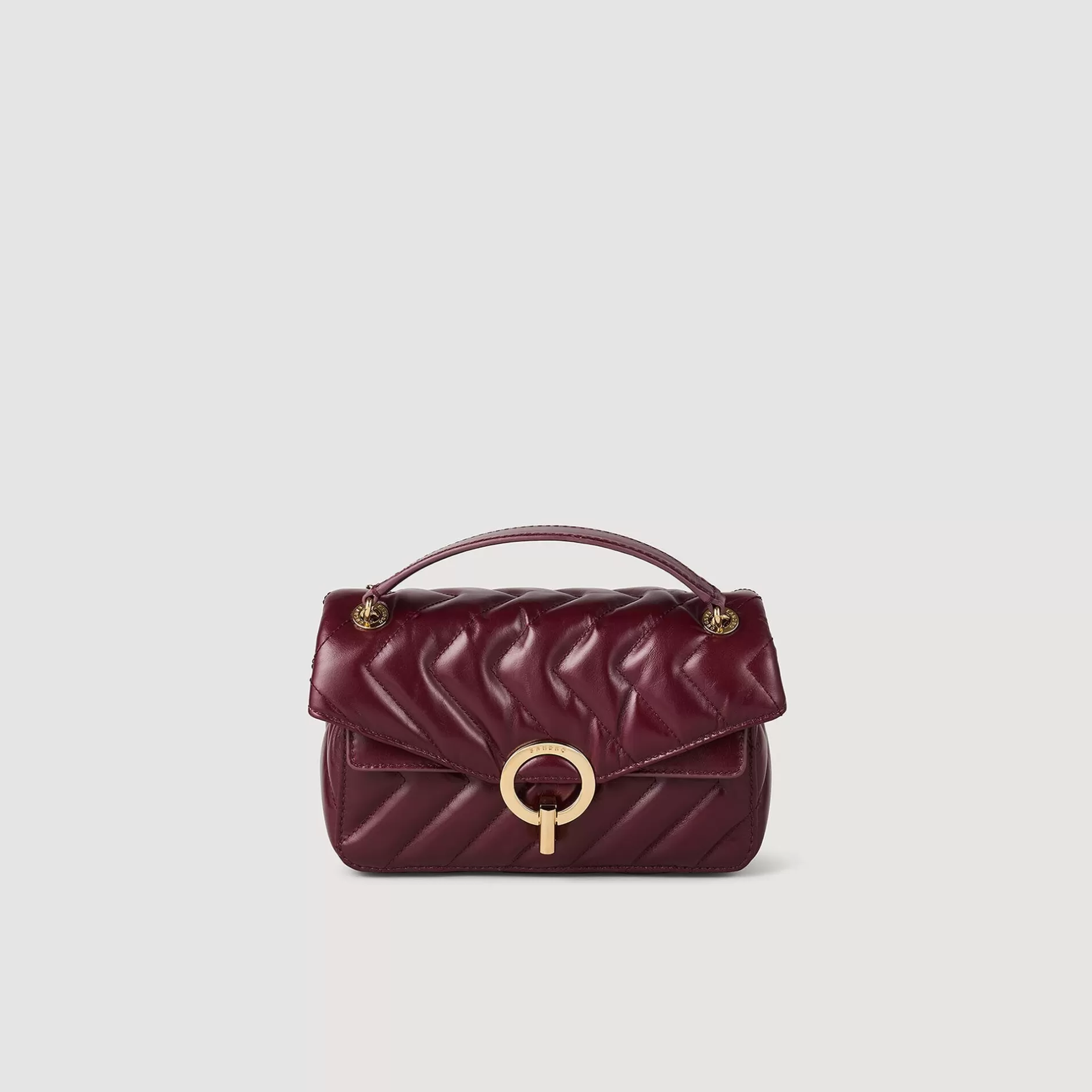 Discount Sandro Petit Sac Yza En Cuir Lisse Bordeaux