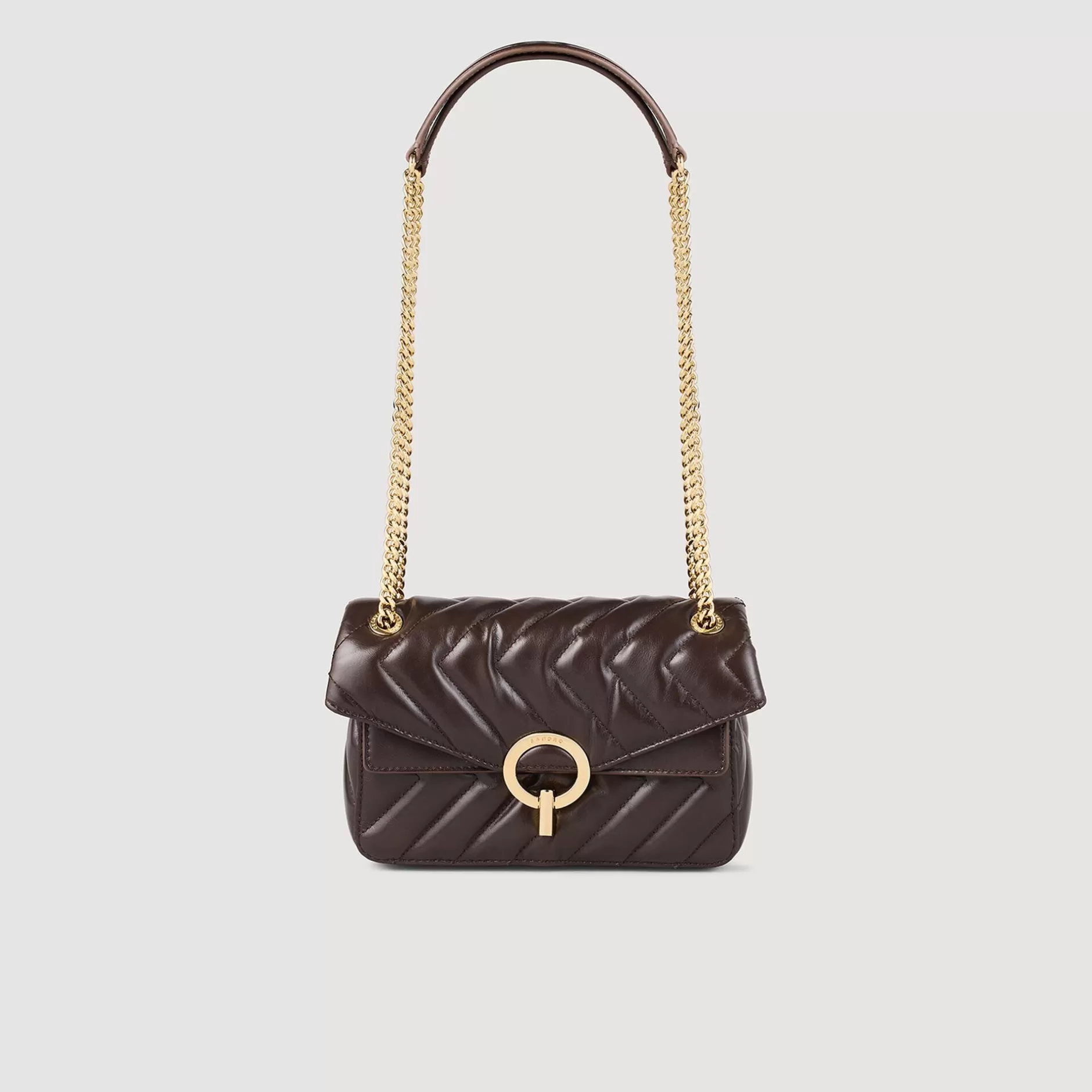 Fashion Sandro Petit Sac Yza En Cuir Lisse Marron