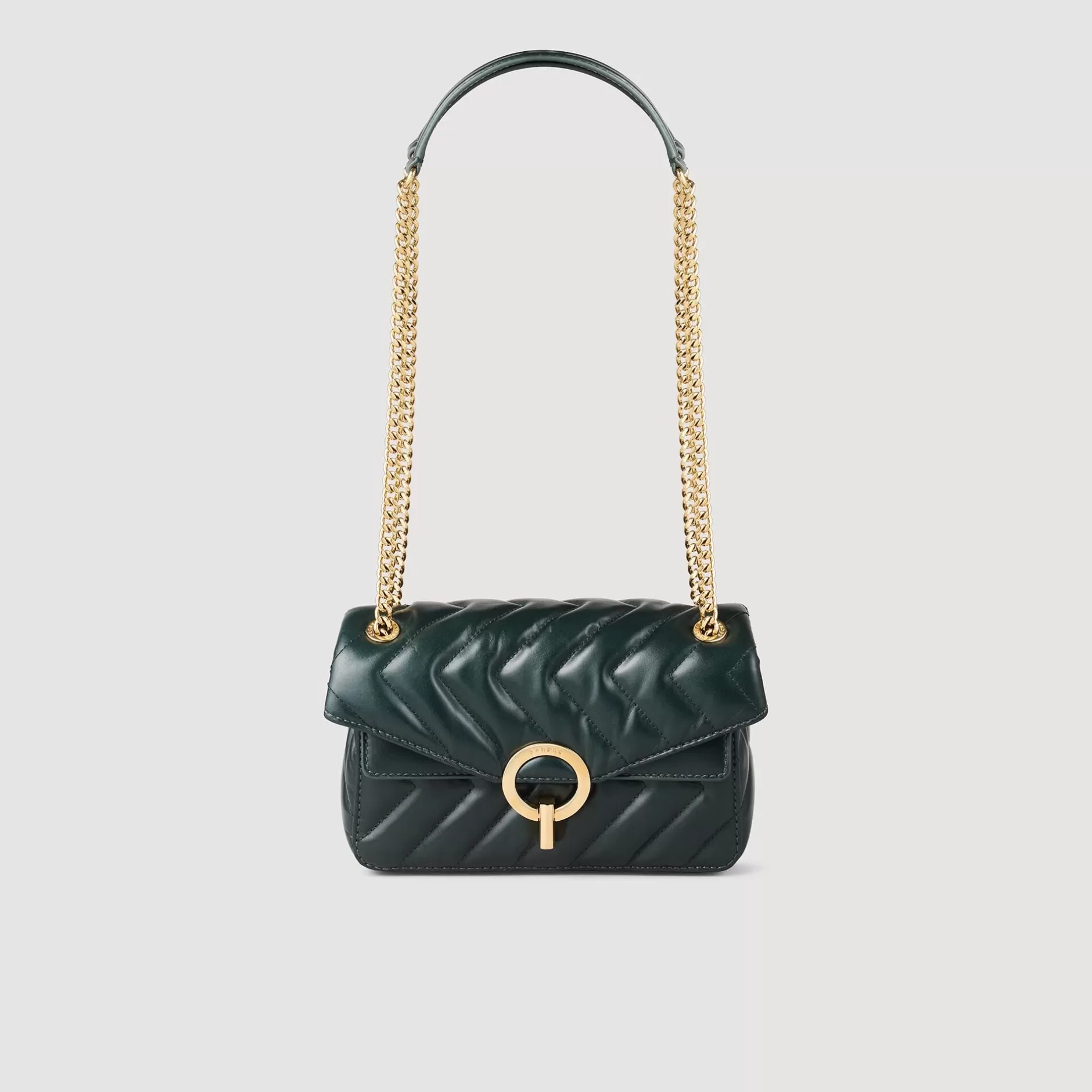 Shop Sandro Petit Sac Yza En Cuir Lisse Vert forêt