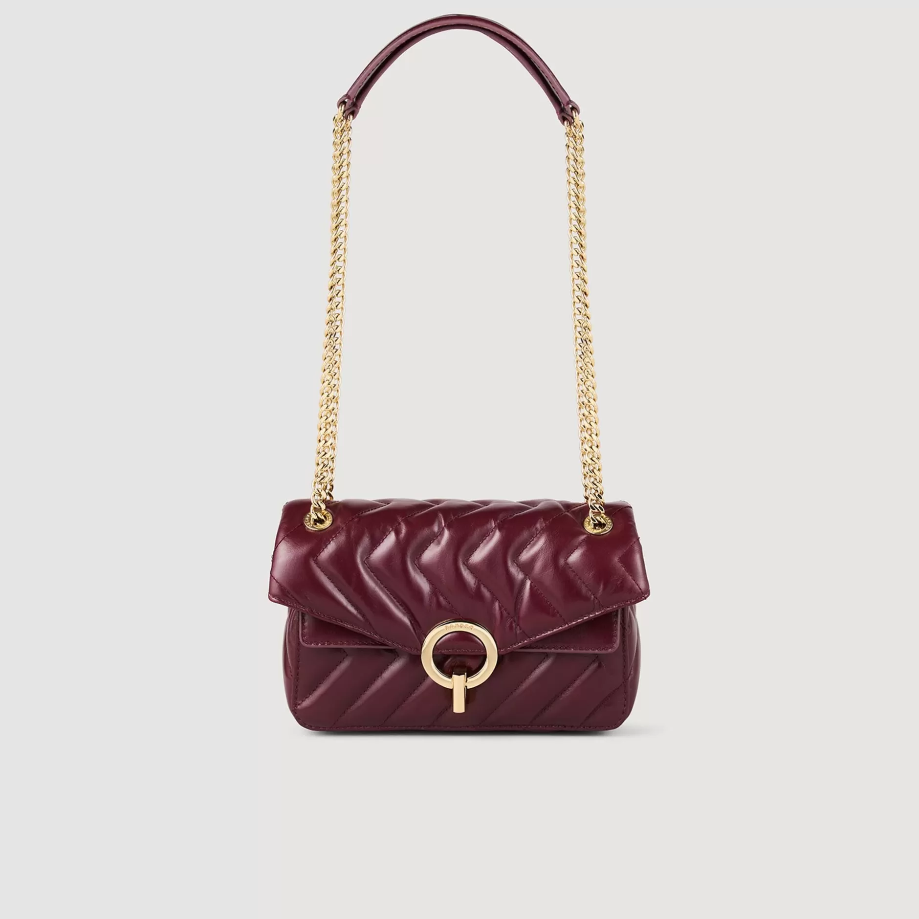 Discount Sandro Petit Sac Yza En Cuir Lisse Bordeaux