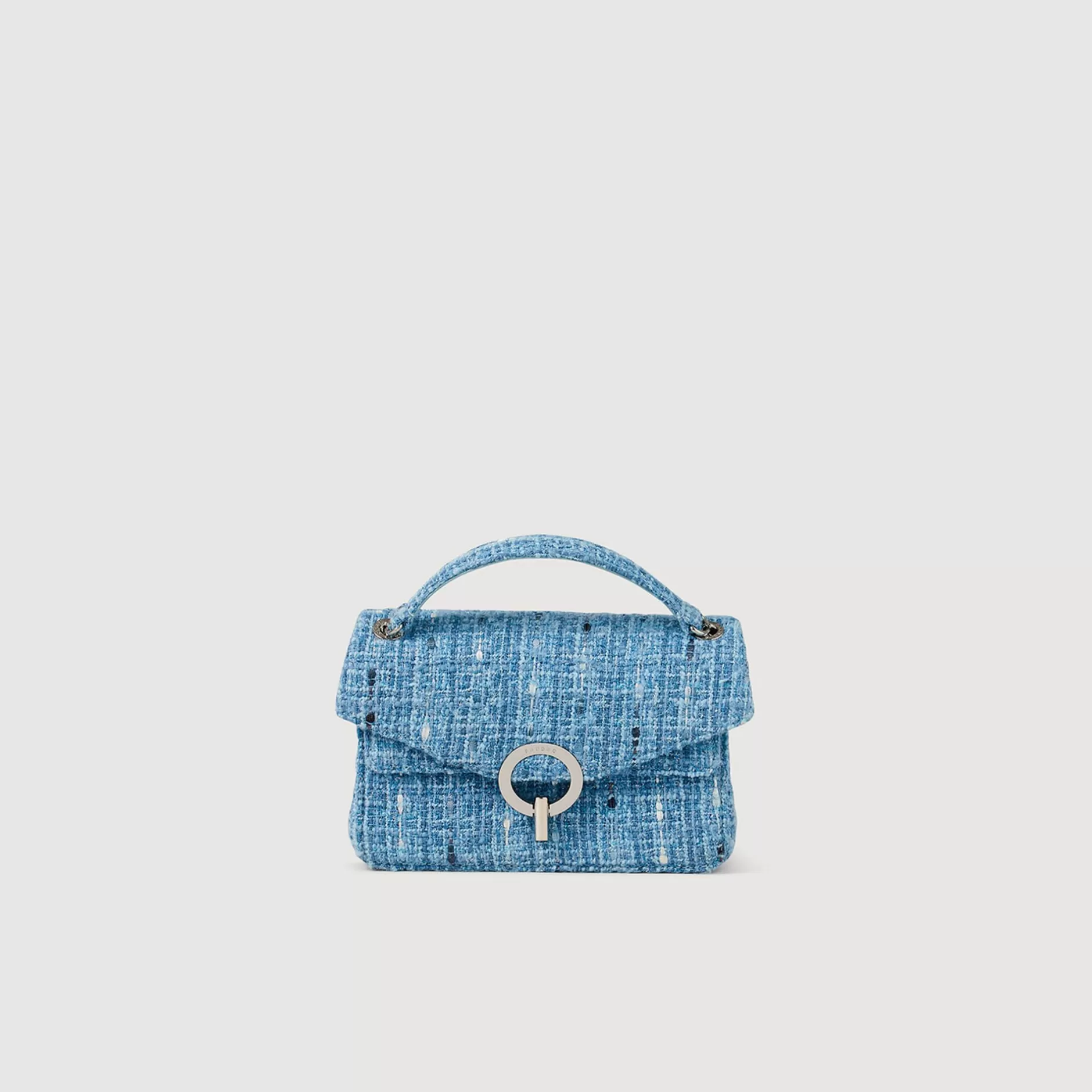 Clearance Sandro Petit Sac Yza En Tweed Bleu