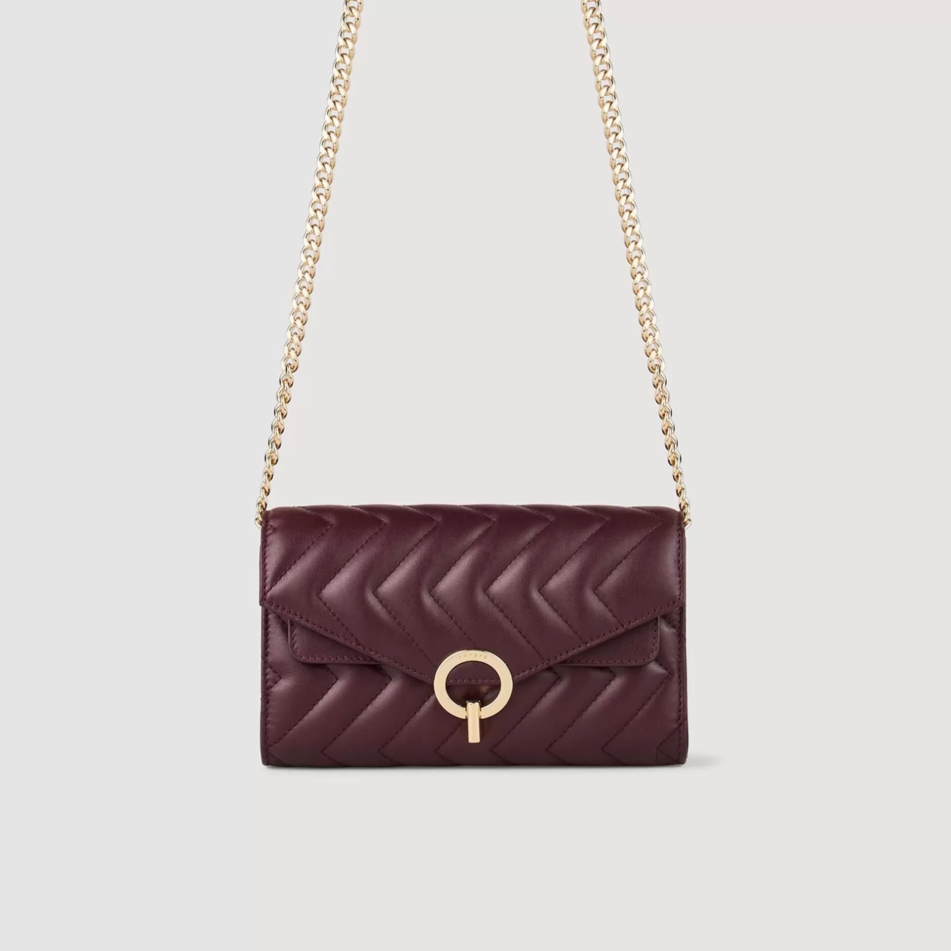 Clearance Sandro Pochette Crossbody En Cuir Bordeaux