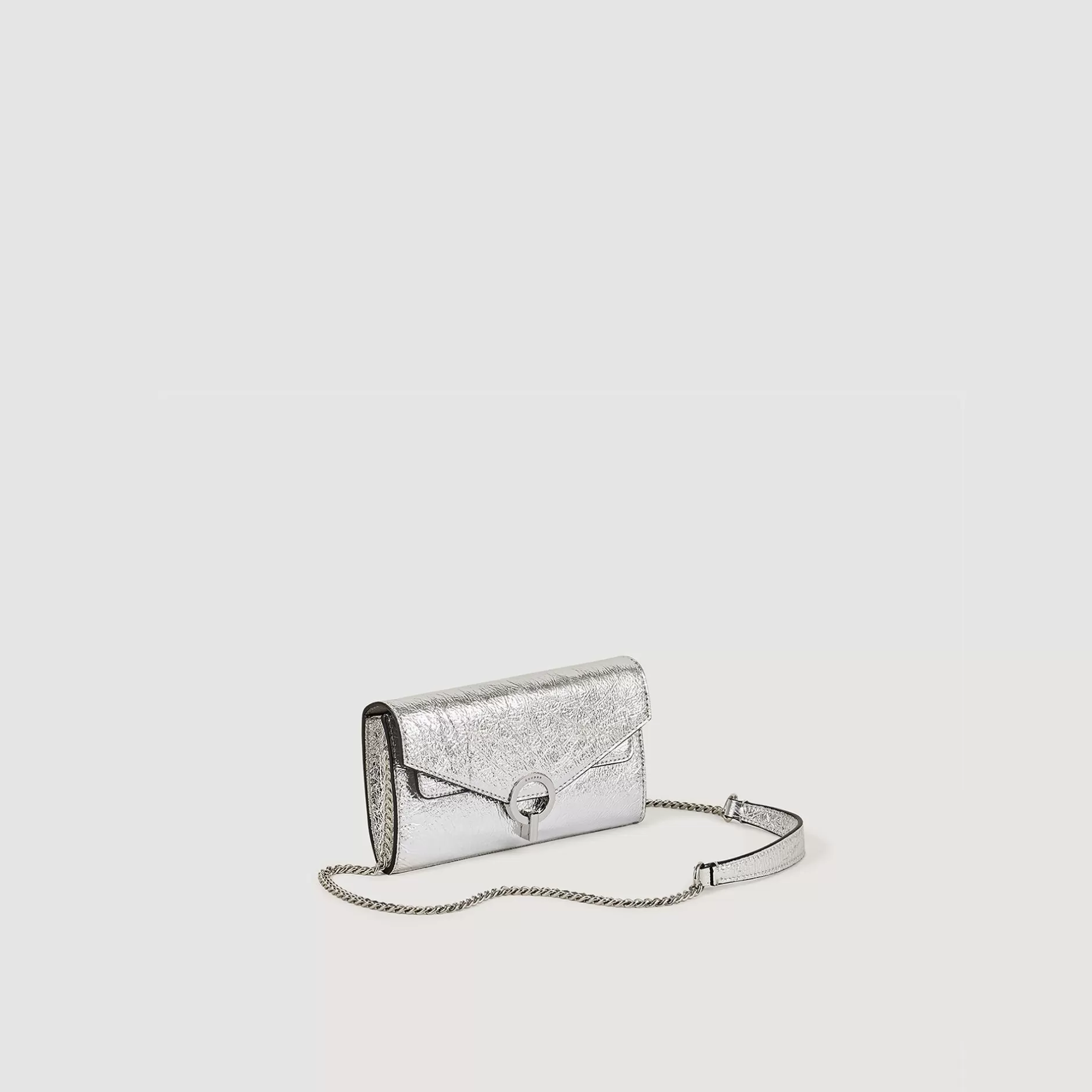 Best Sandro Pochette Yza En Cuir Argent