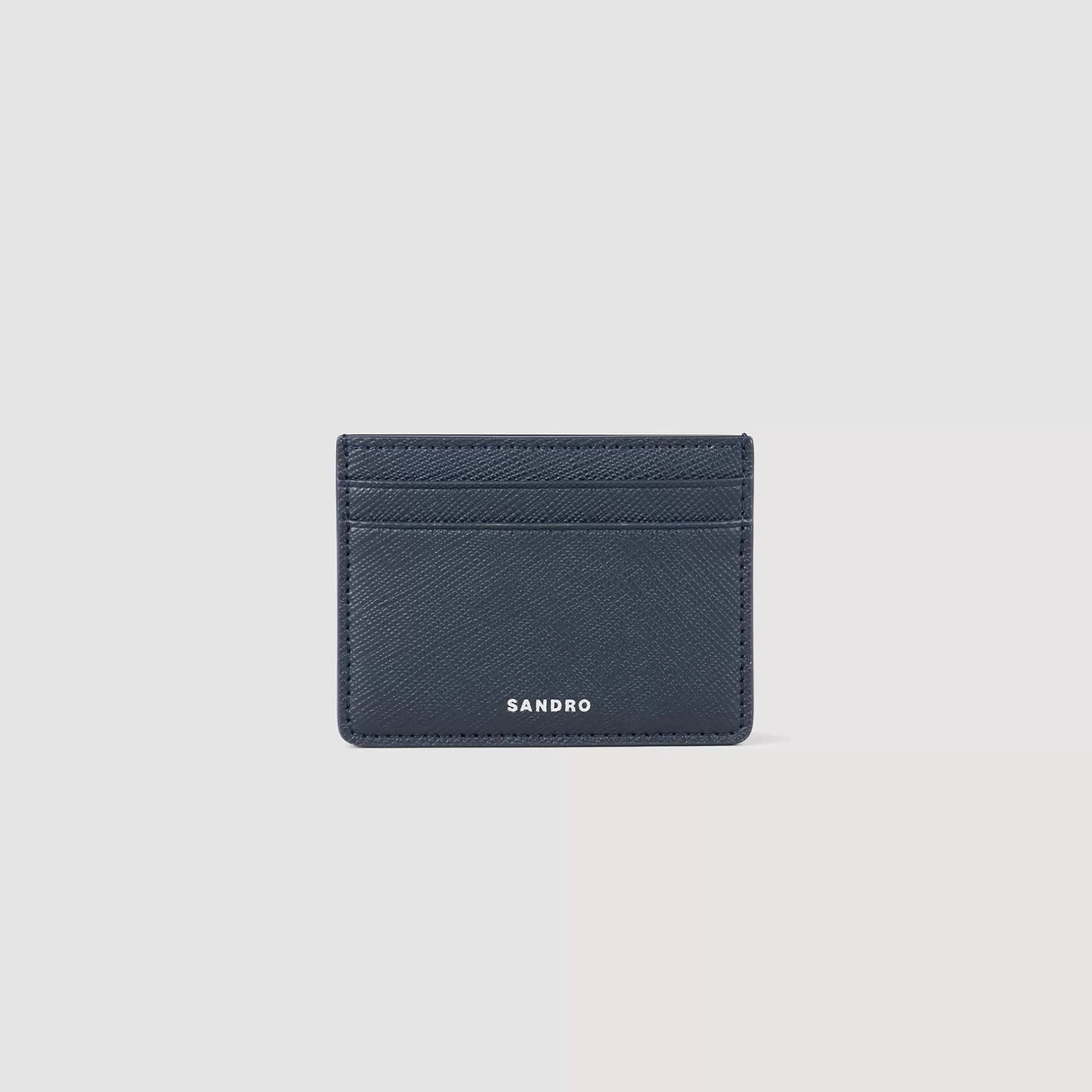 New Sandro Porte-cartes En Cuir Reconstitué Midnight Blue