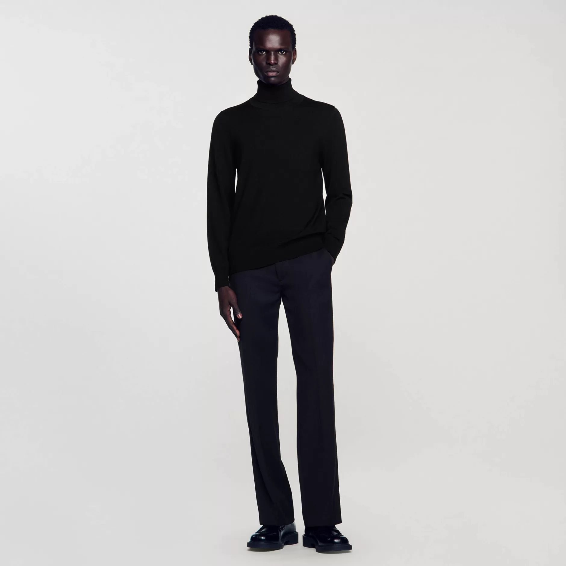 Best Sale Sandro Pull à Col Roulé En Laine Homme Noir