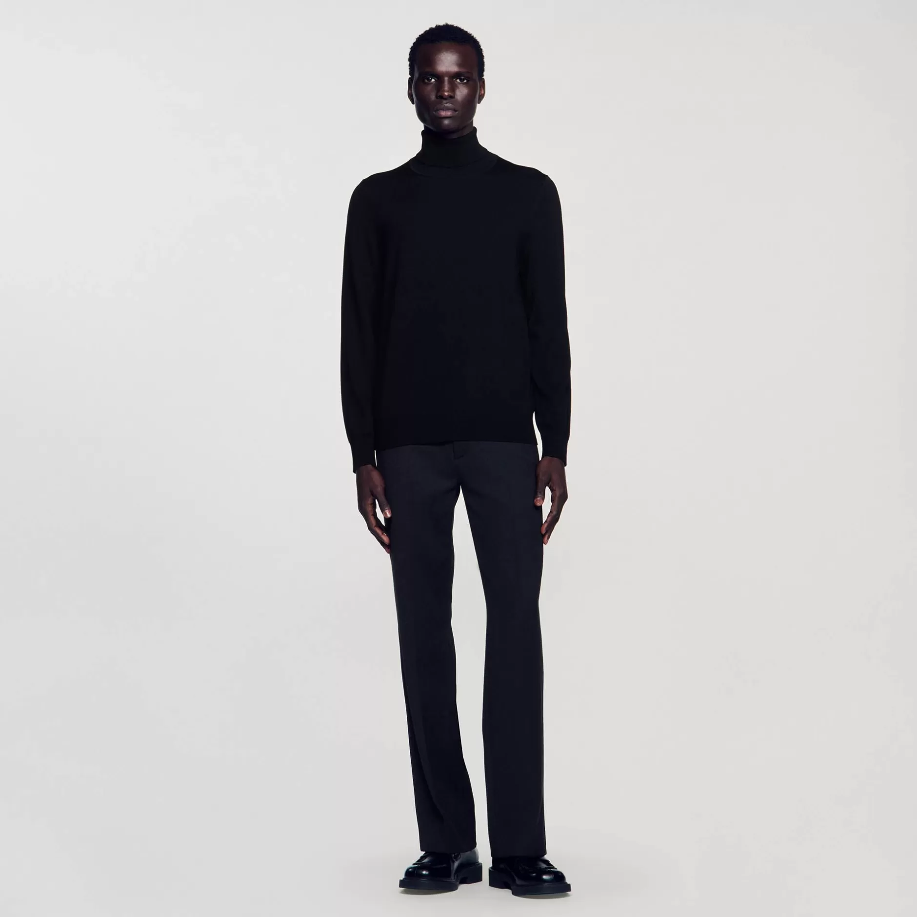 Best Sale Sandro Pull à Col Roulé En Laine Homme Noir