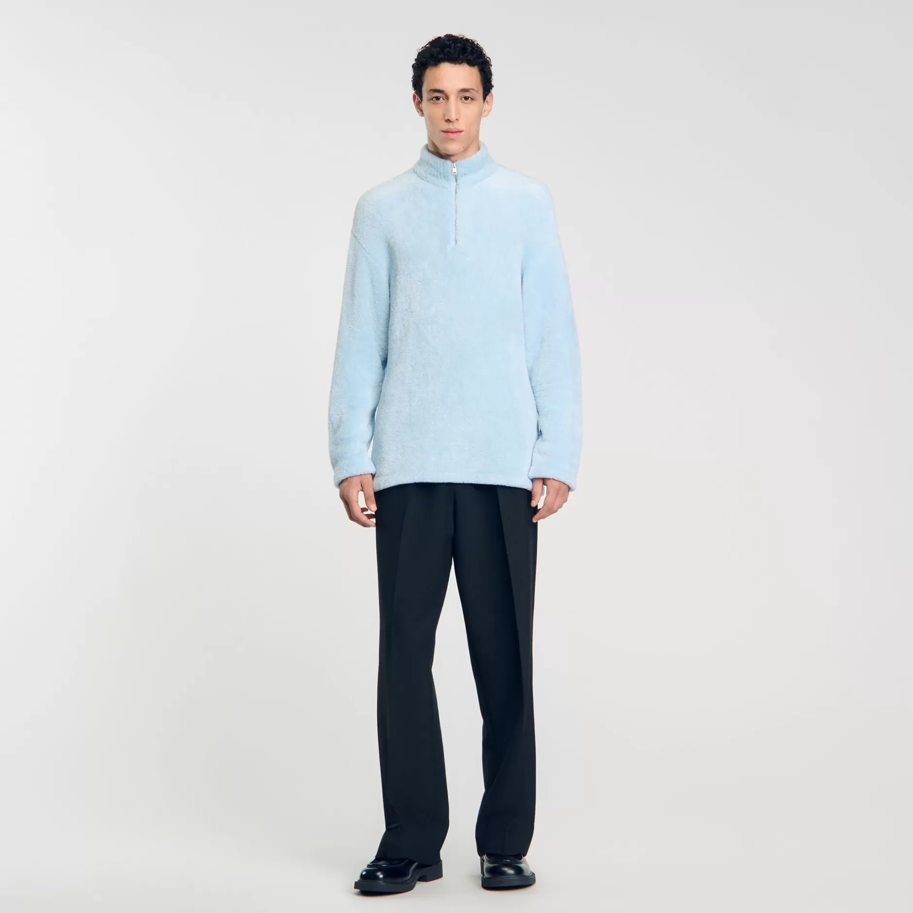 Discount Sandro Pull En Polaire Bouclée Baby Blue