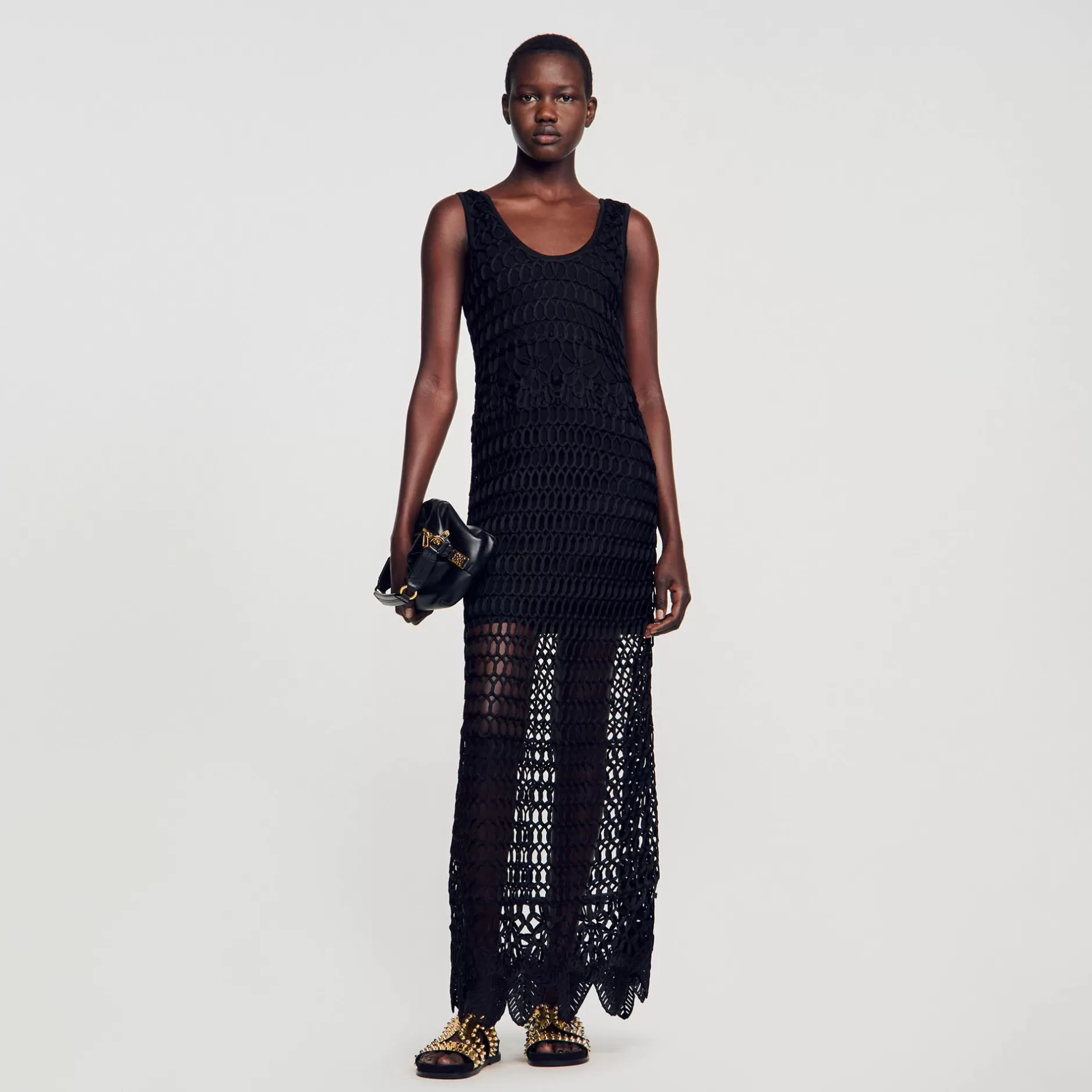 Discount Sandro Robe En Crochet Noir