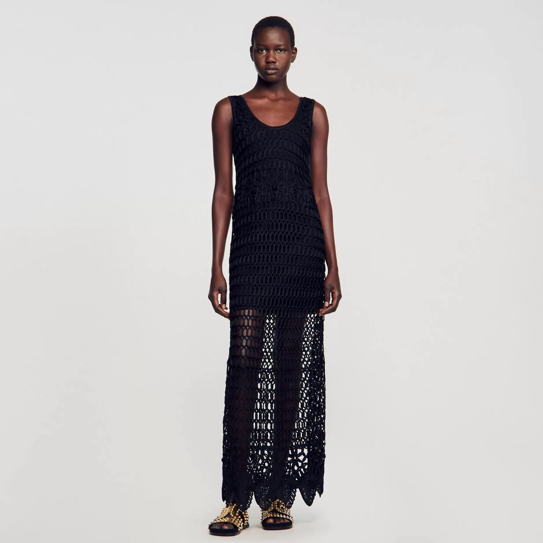 Discount Sandro Robe En Crochet Noir