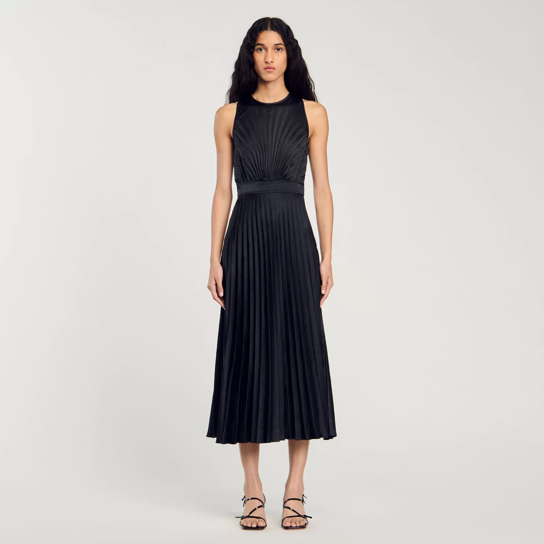 Cheap Sandro Robe Longue Plissée Noir