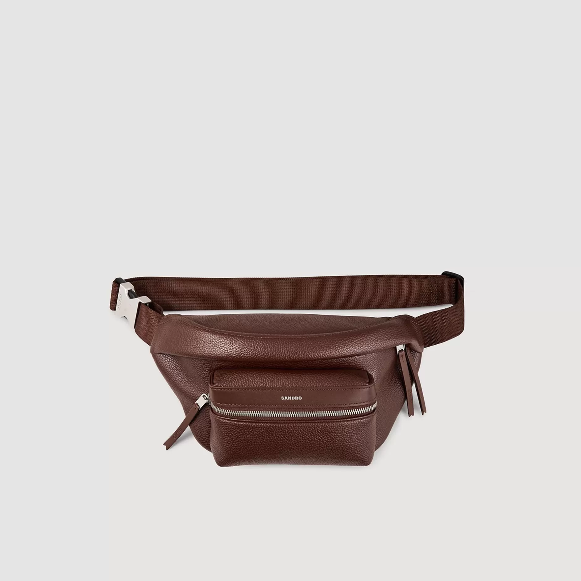 Online Sandro Sac Banane En Toile Enduite Marron Foncé