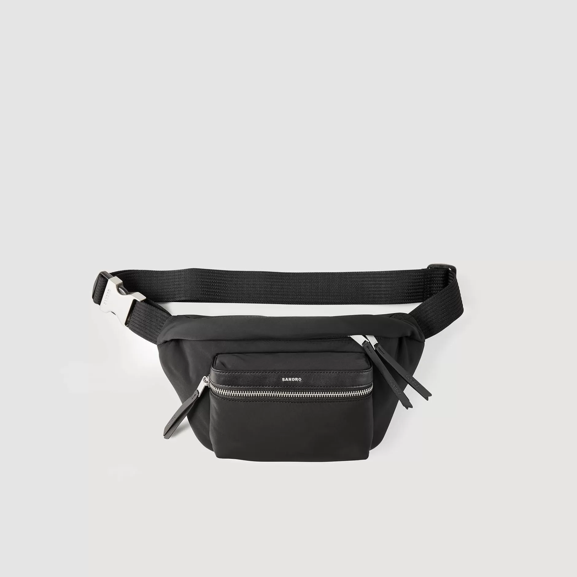 Best Sandro Sac Banane En Toile Et Cuir Noir