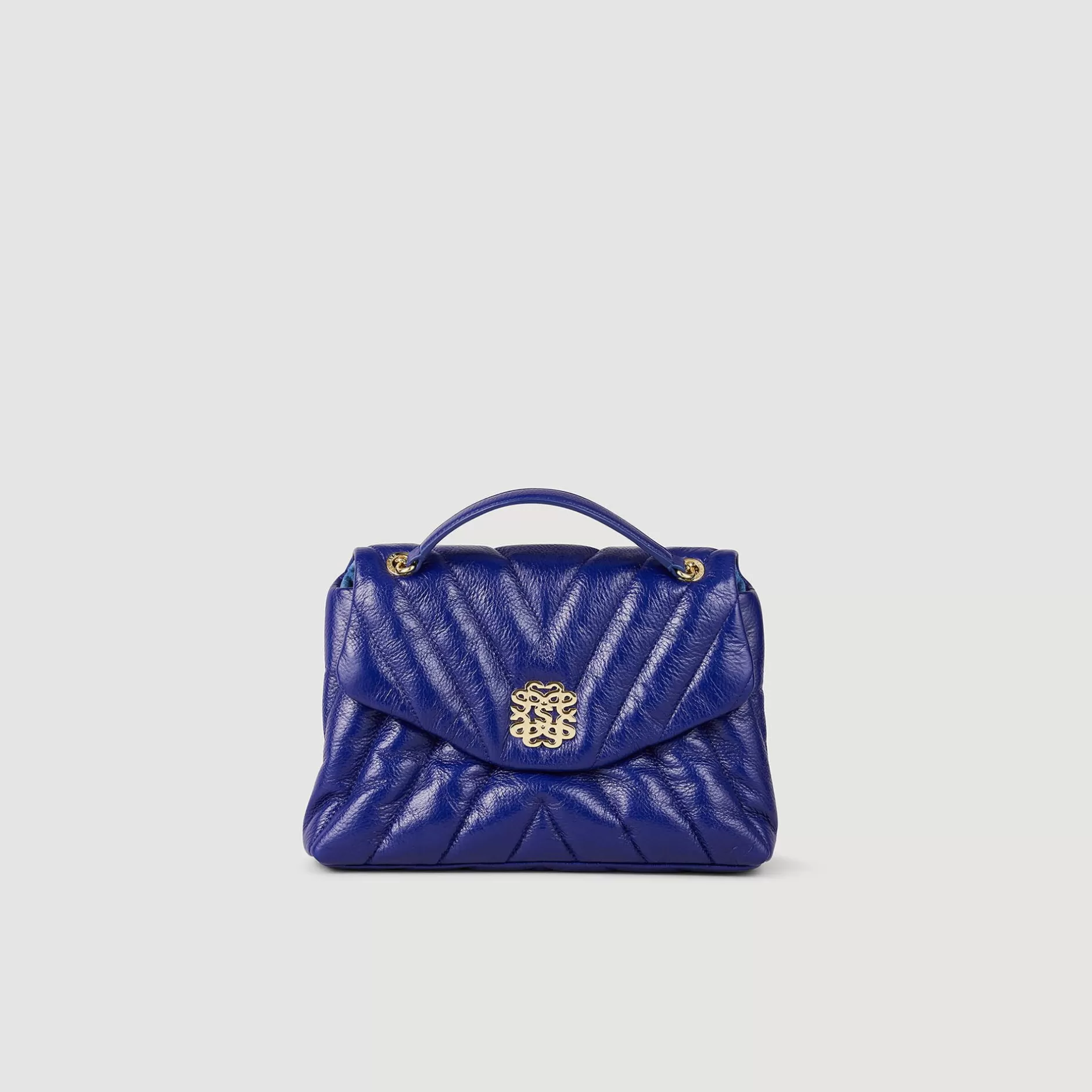 Hot Sandro Sac Mila En Cuir Grainé Matelassé Bleu marine