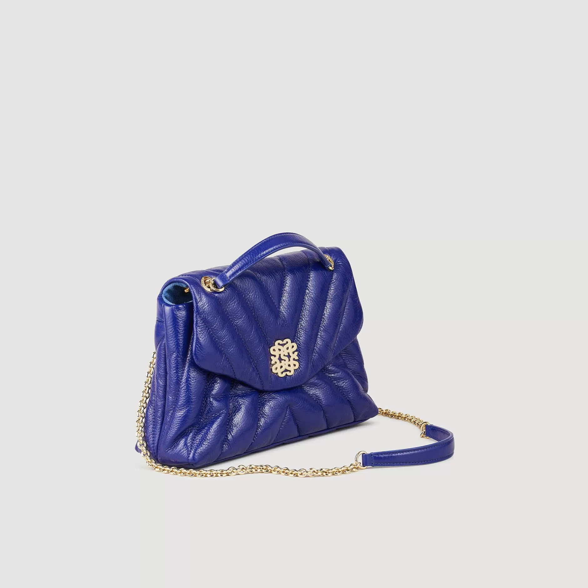 Hot Sandro Sac Mila En Cuir Grainé Matelassé Bleu marine