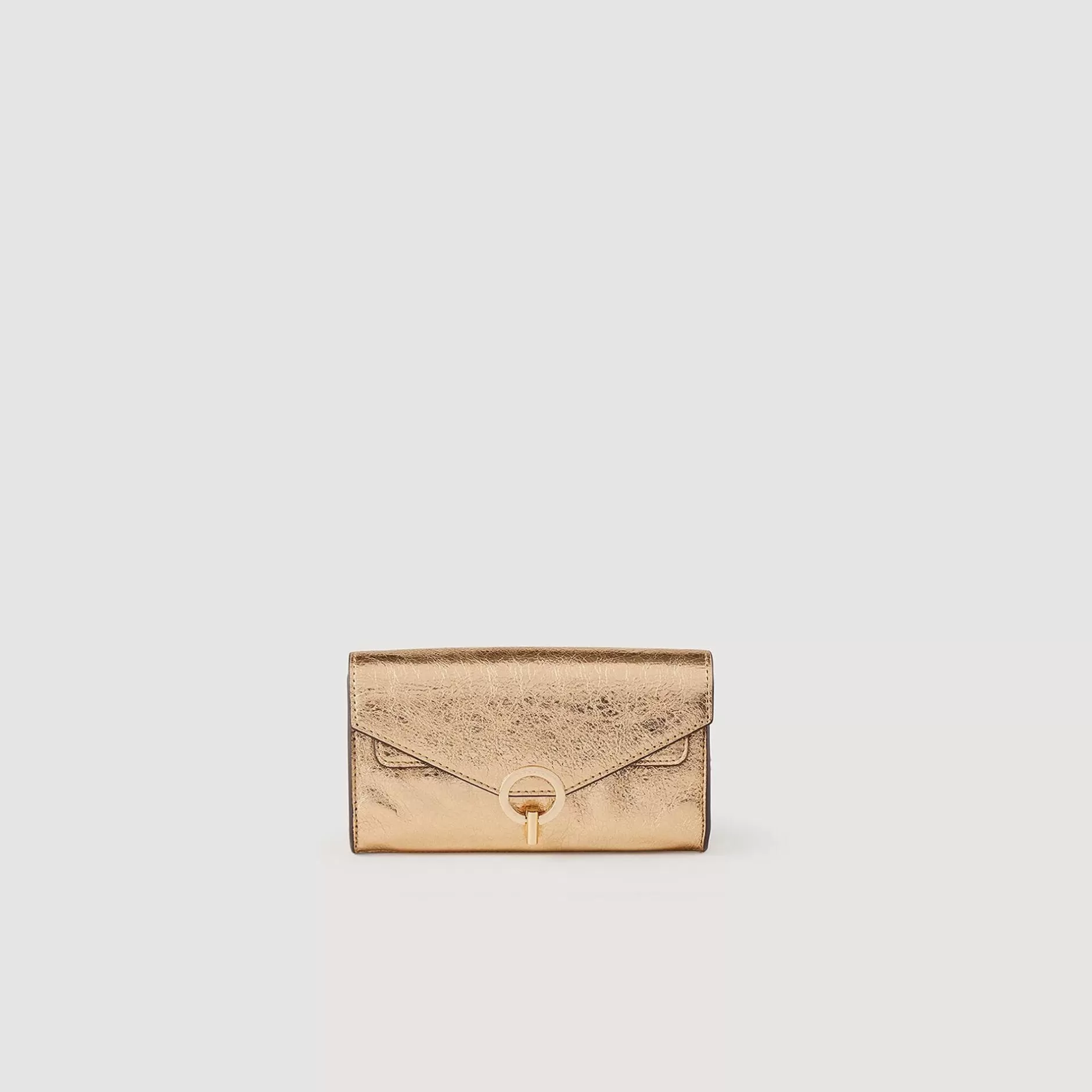 Best Sale Sandro Sac Pochette En Cuir Dé Or