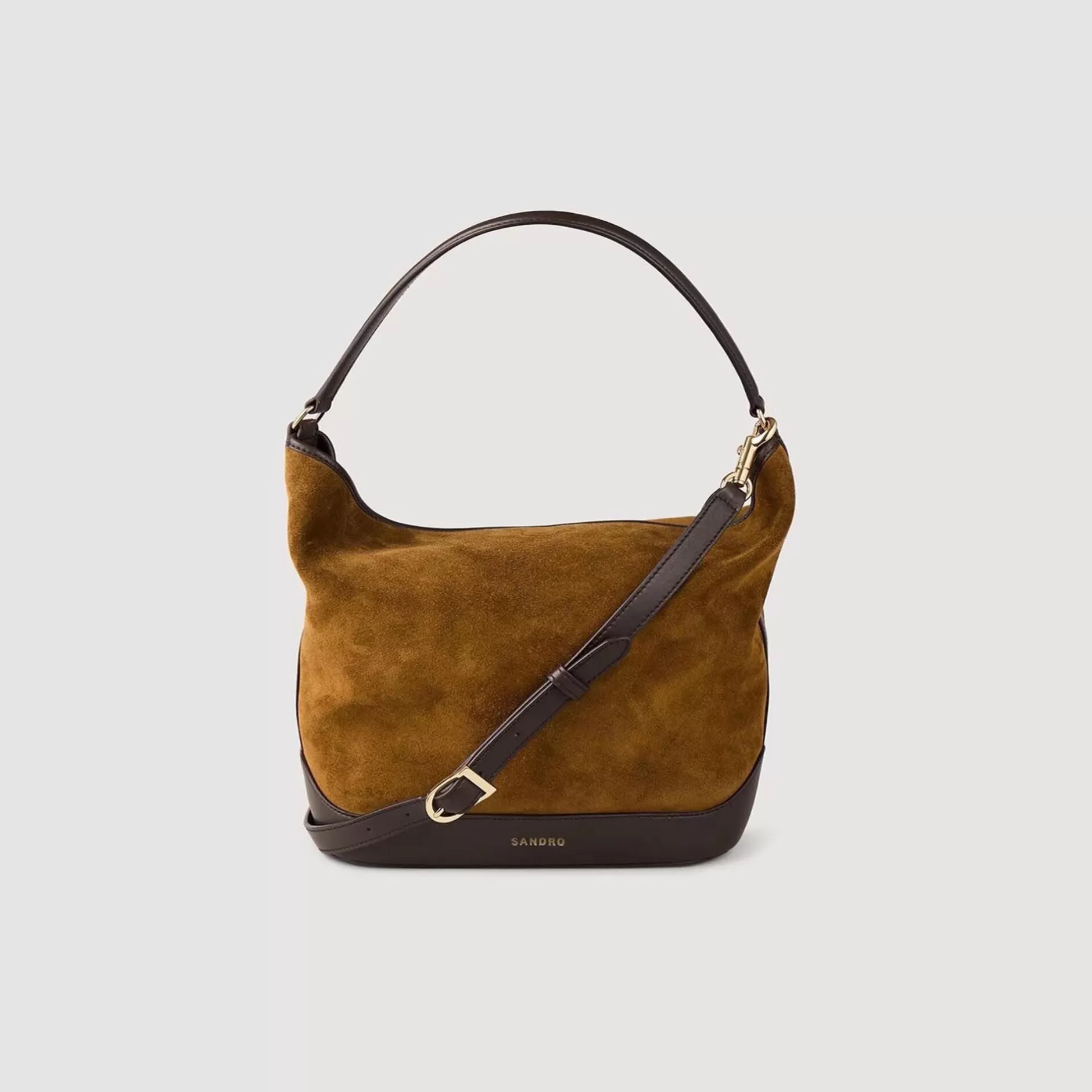 Fashion Sandro Sac Seau TANGOSO En Suède Et Cuir Camel