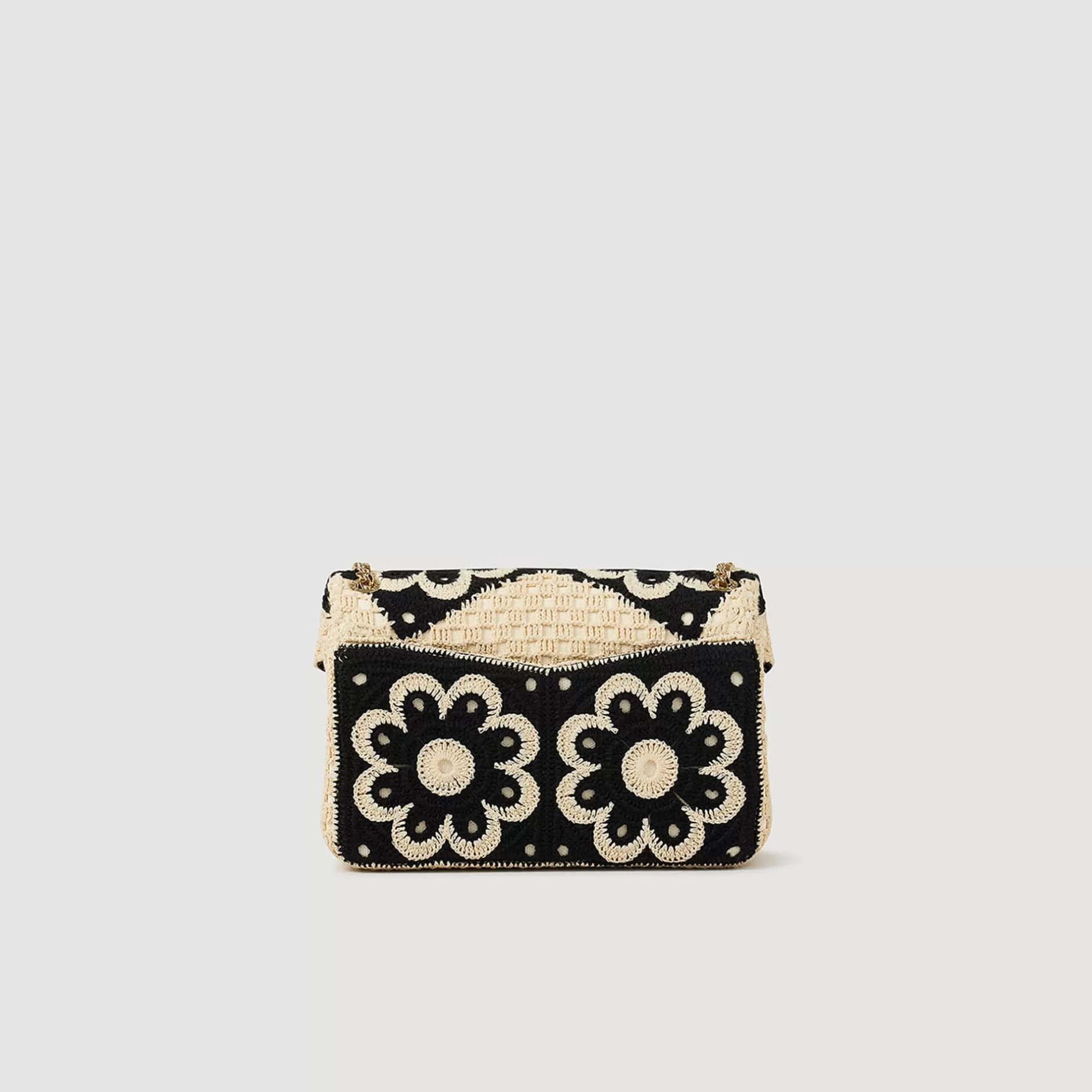 Cheap Sandro Sac Yza En Crochet Bicolore Beige / Noir
