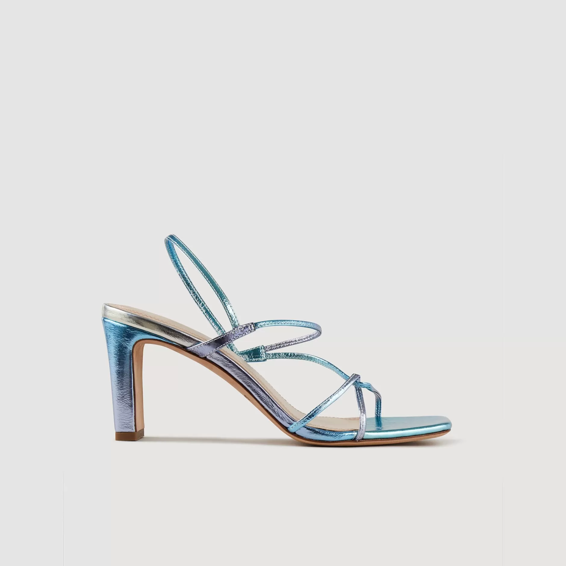 Shop Sandro Sandales Faye Bleu / Argent