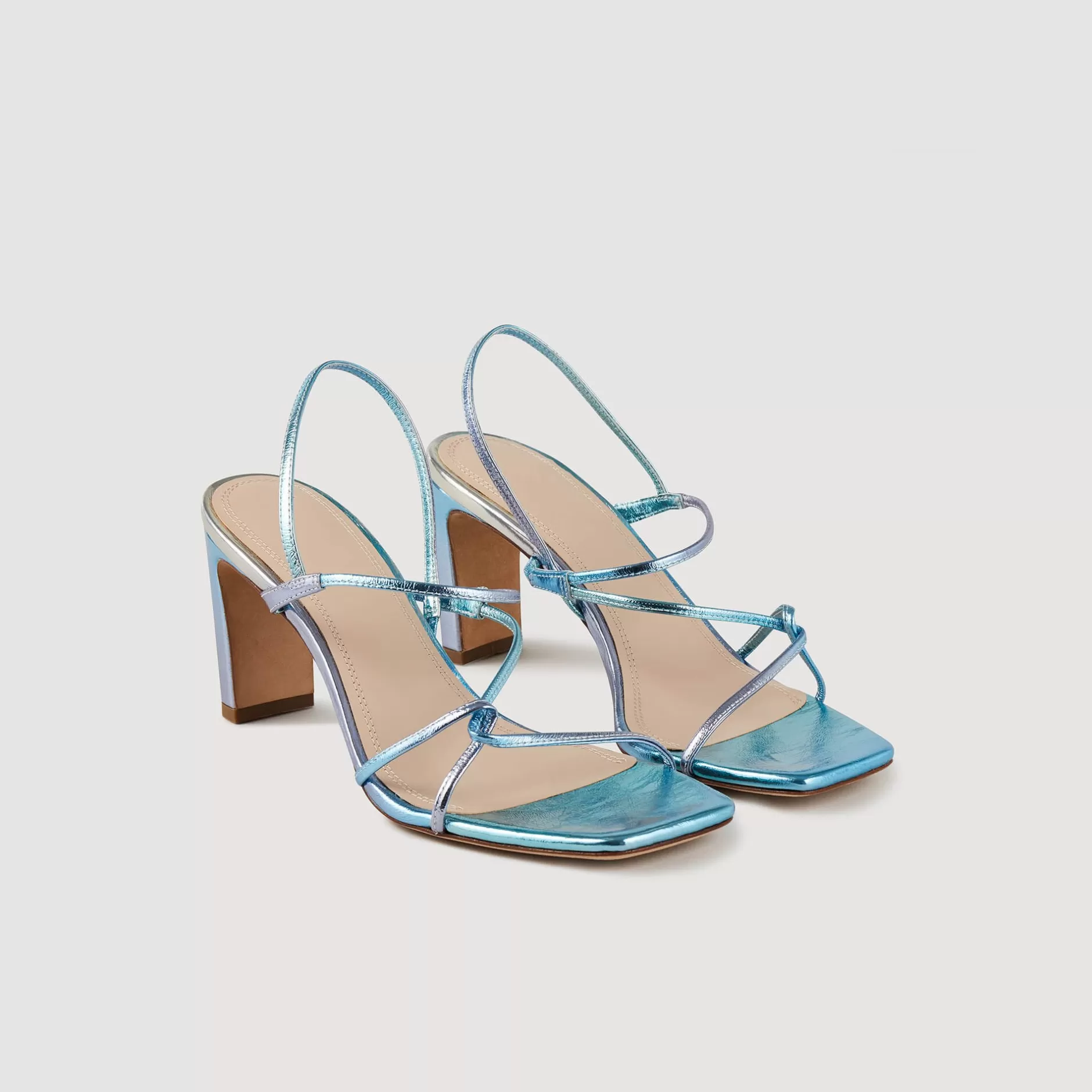 Shop Sandro Sandales Faye Bleu / Argent