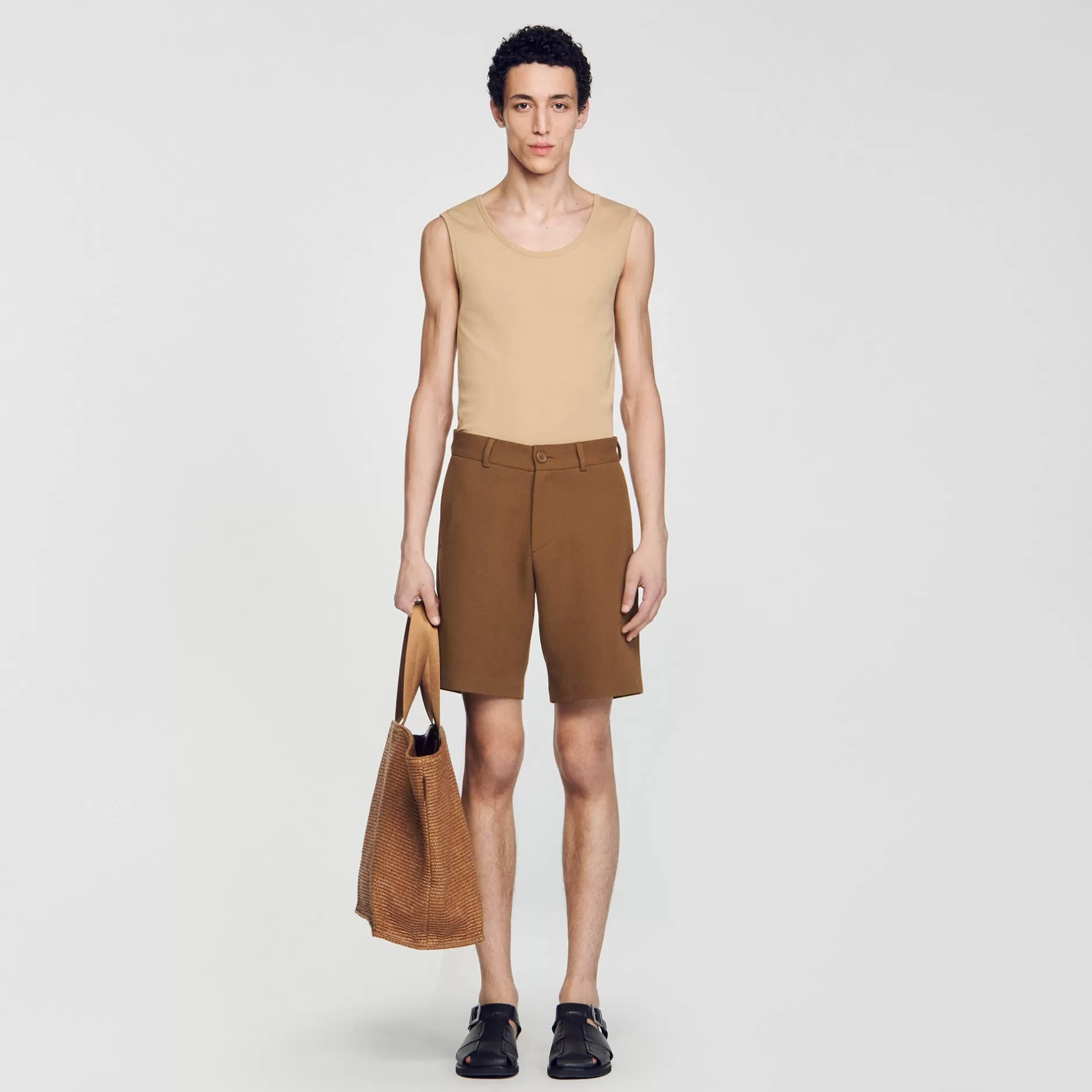 New Sandro Short En Coton Camel