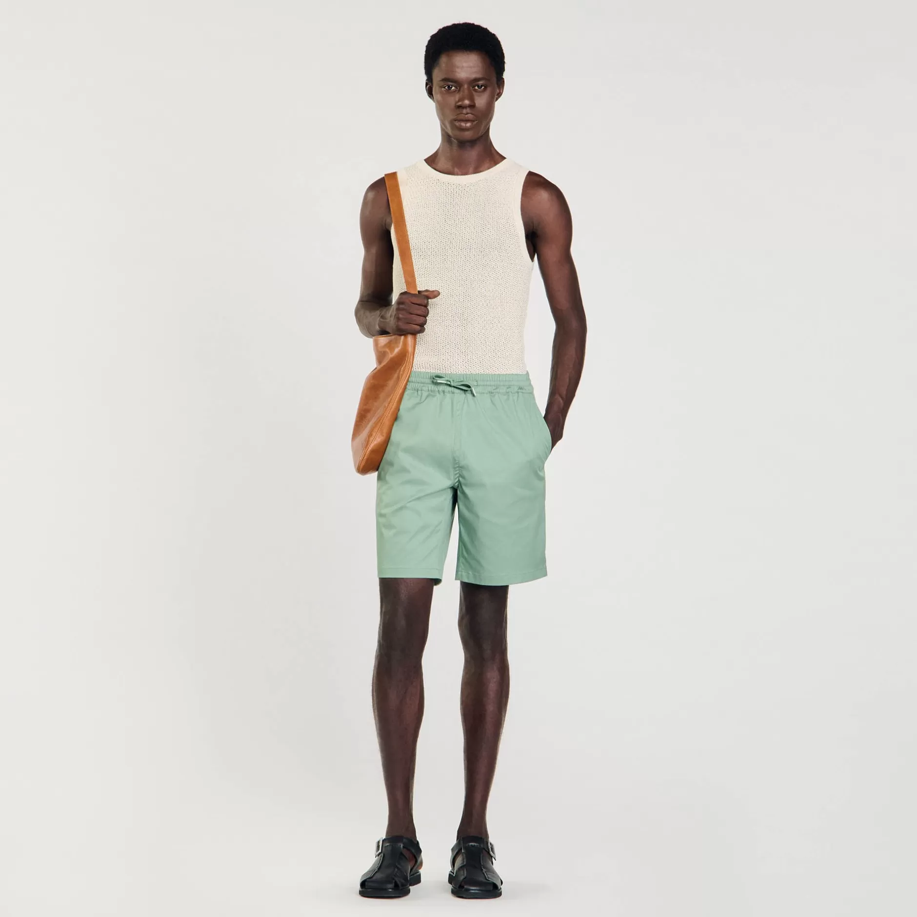 Fashion Sandro Short En Coton Vert D'Eau