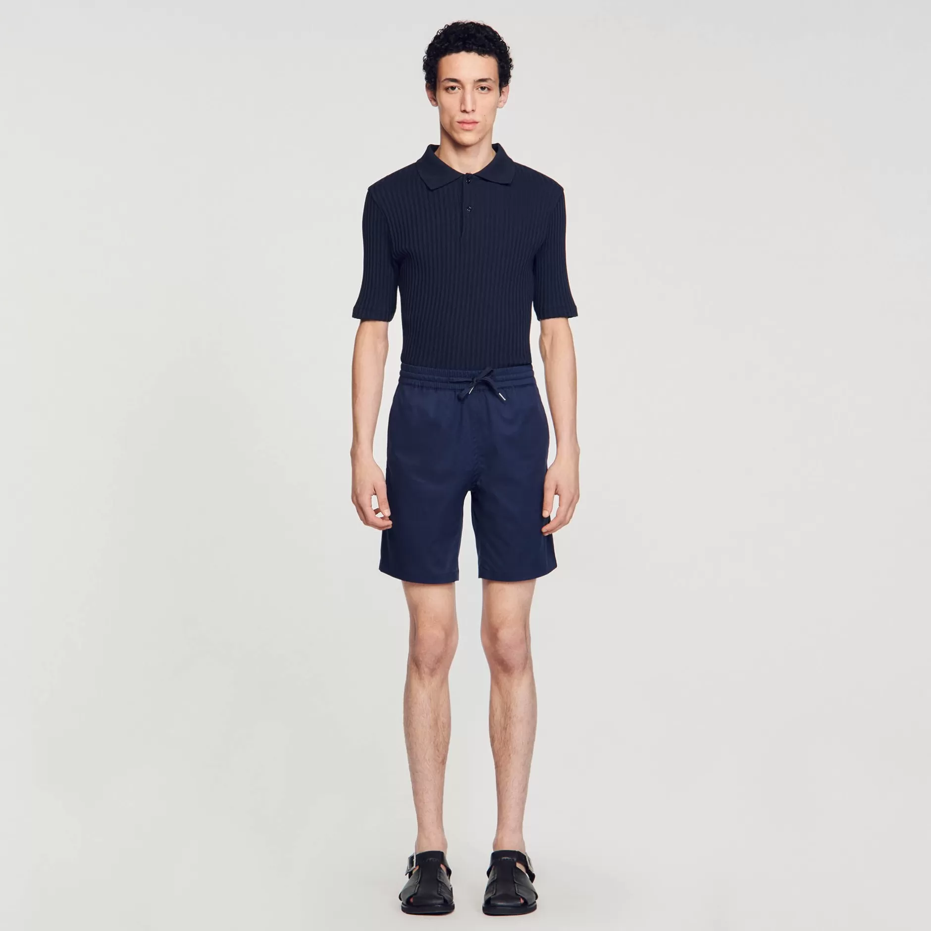 Flash Sale Sandro Short En Coton Bleu Foncé