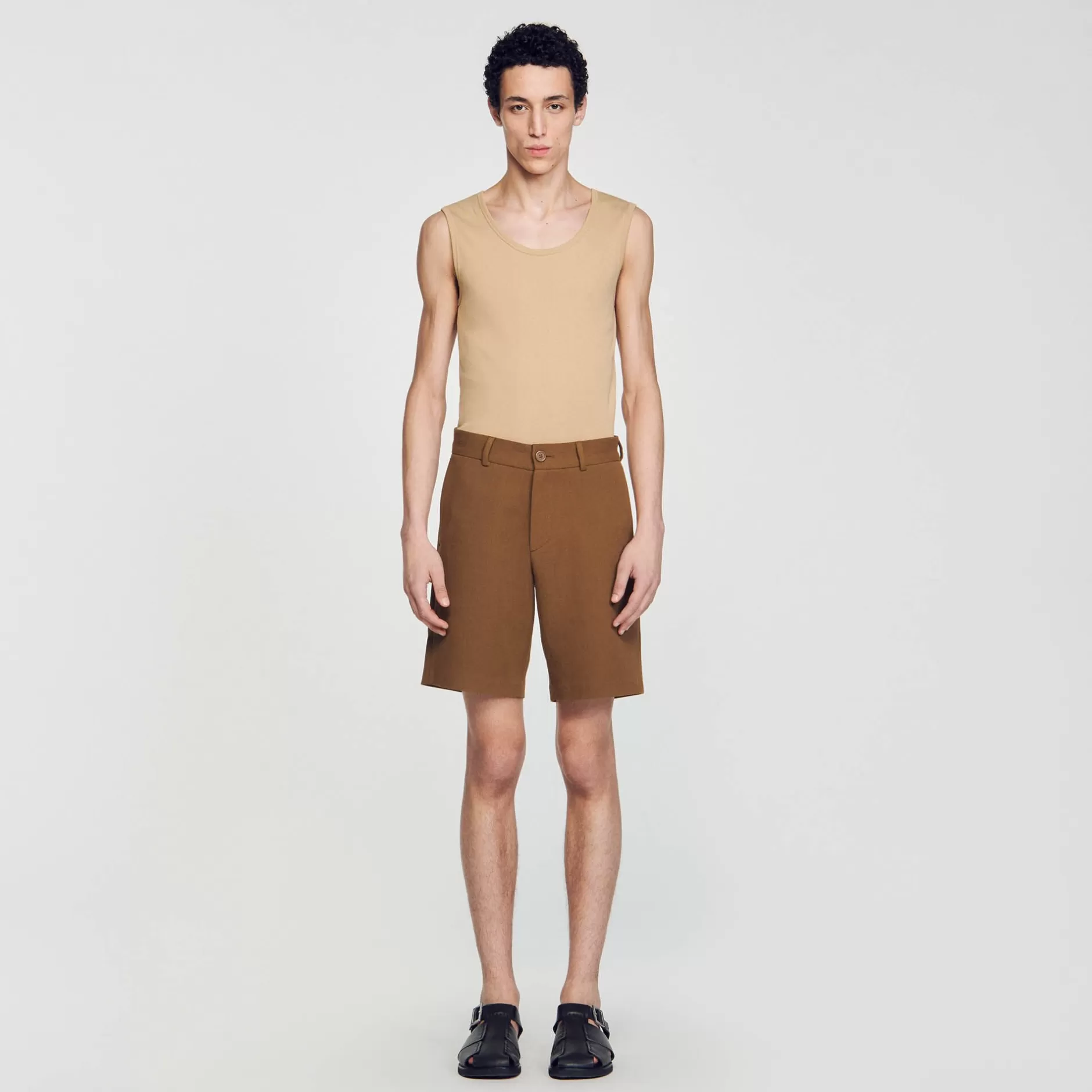 New Sandro Short En Coton Camel