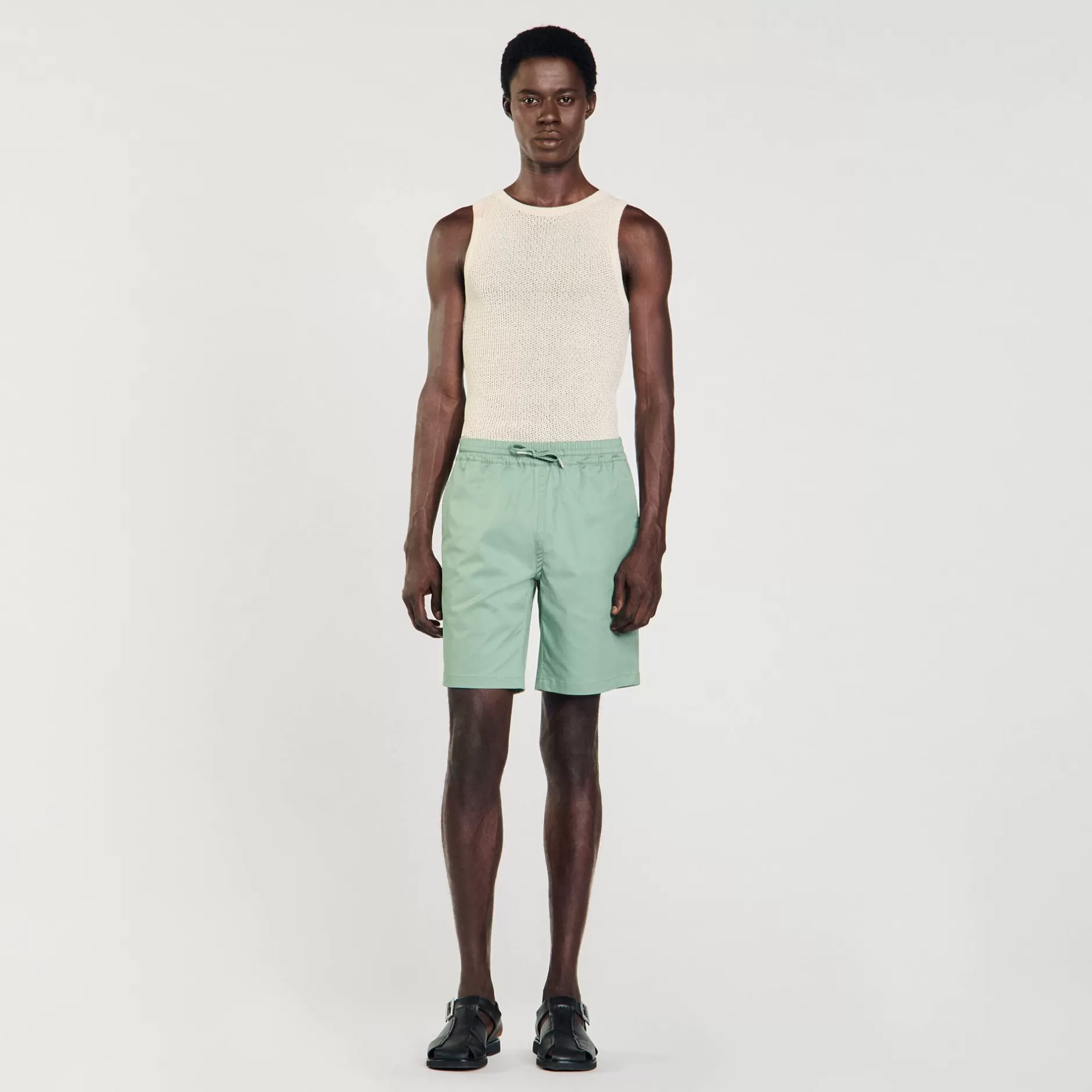 Fashion Sandro Short En Coton Vert D'Eau