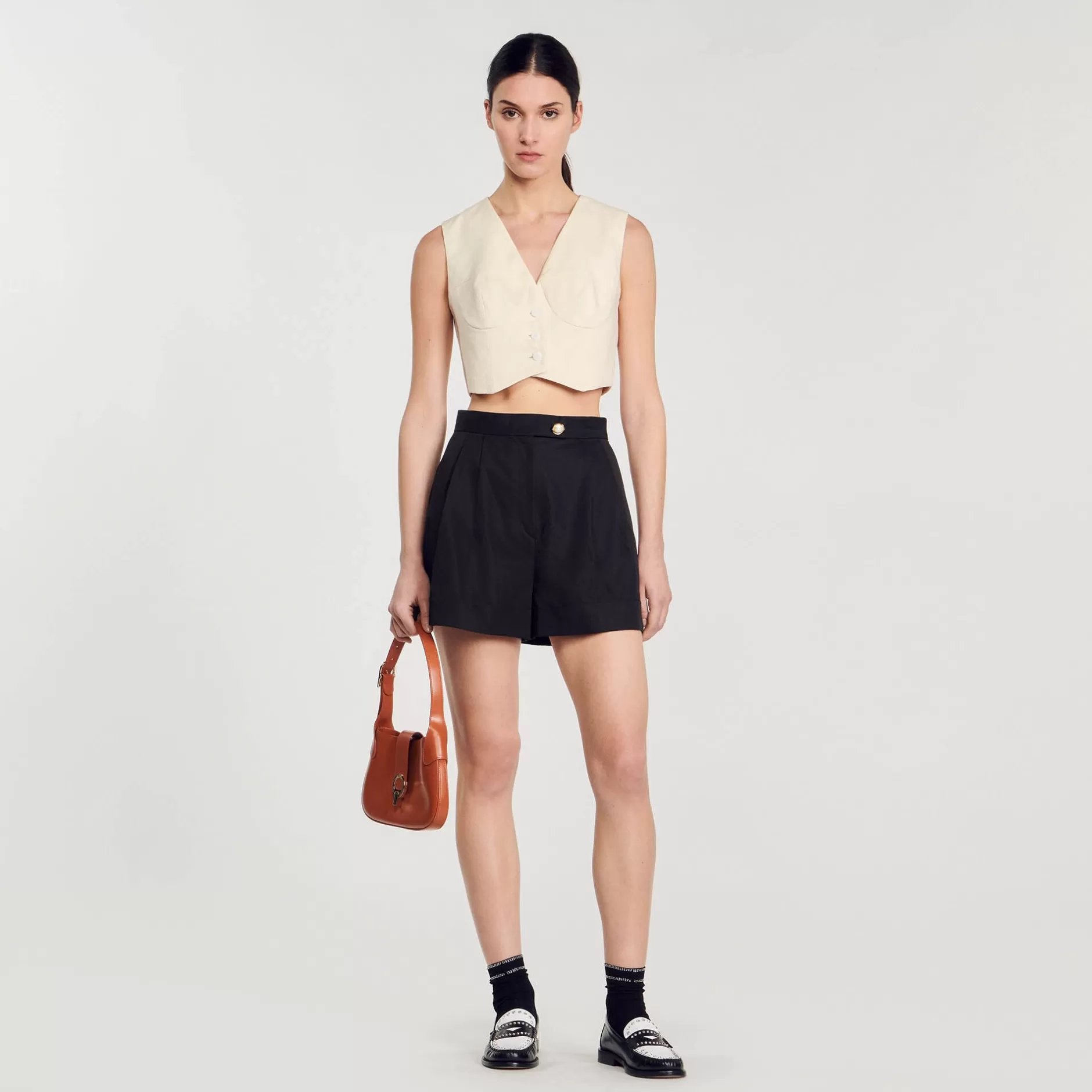 New Sandro Short En Gabardine Noir