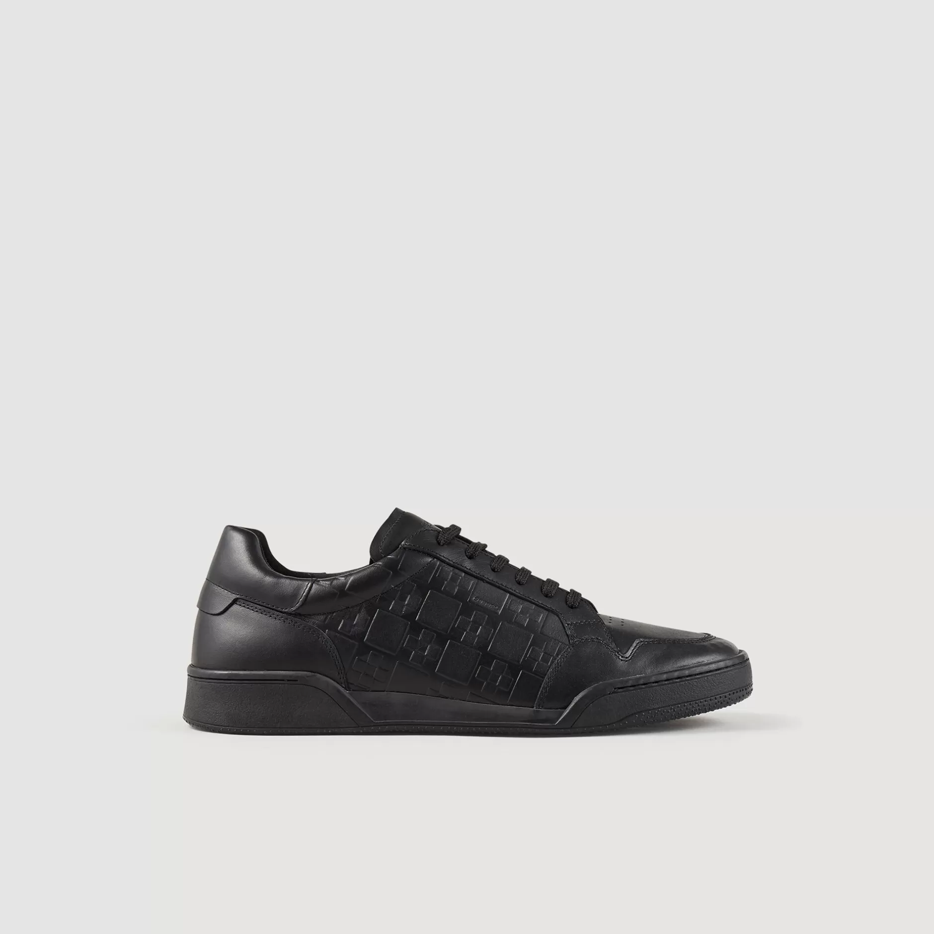 Flash Sale Sandro Sneakers En Cuir Embossé Square Cross Noir