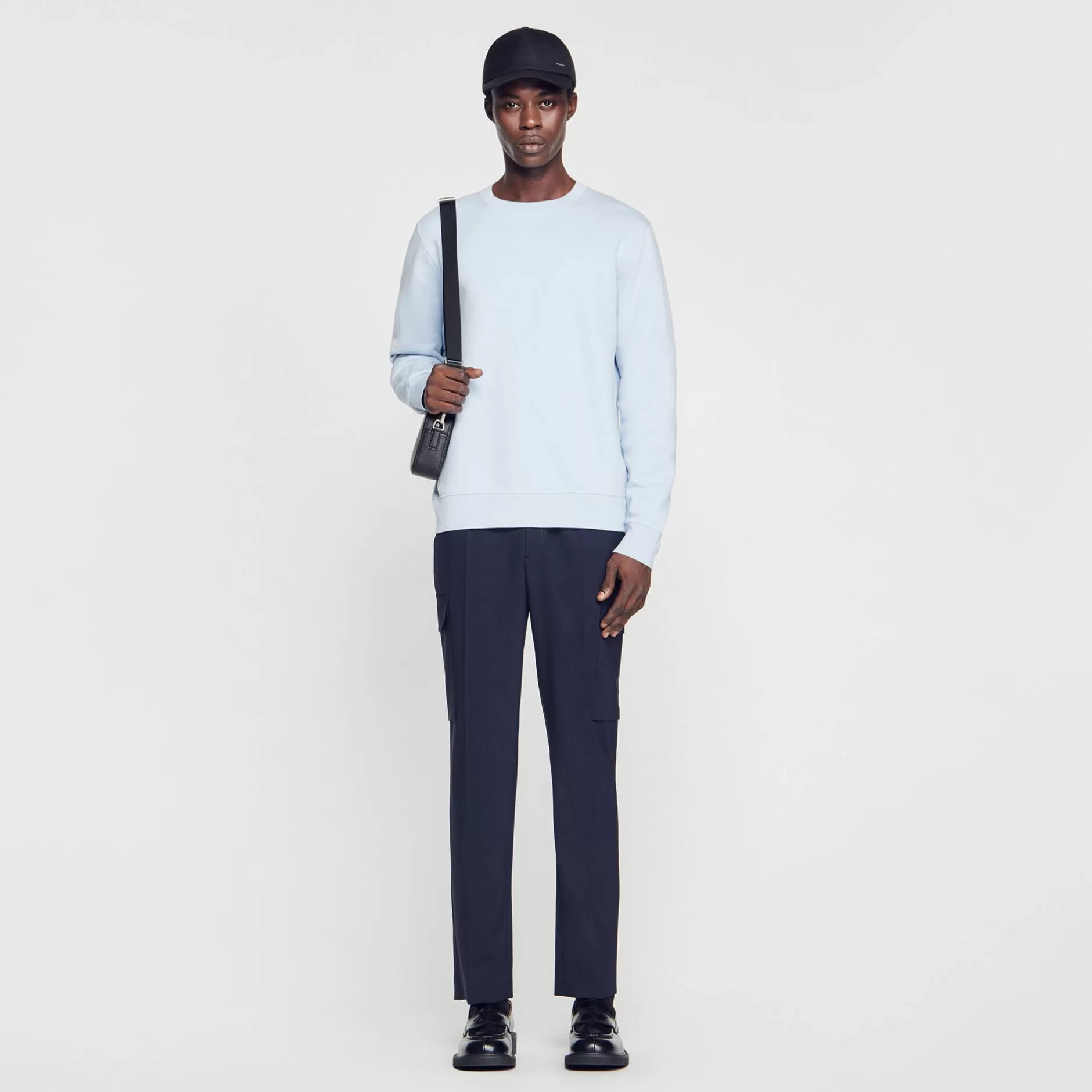 Cheap Sandro Sweat Molletonné Brodé Bleu Ciel