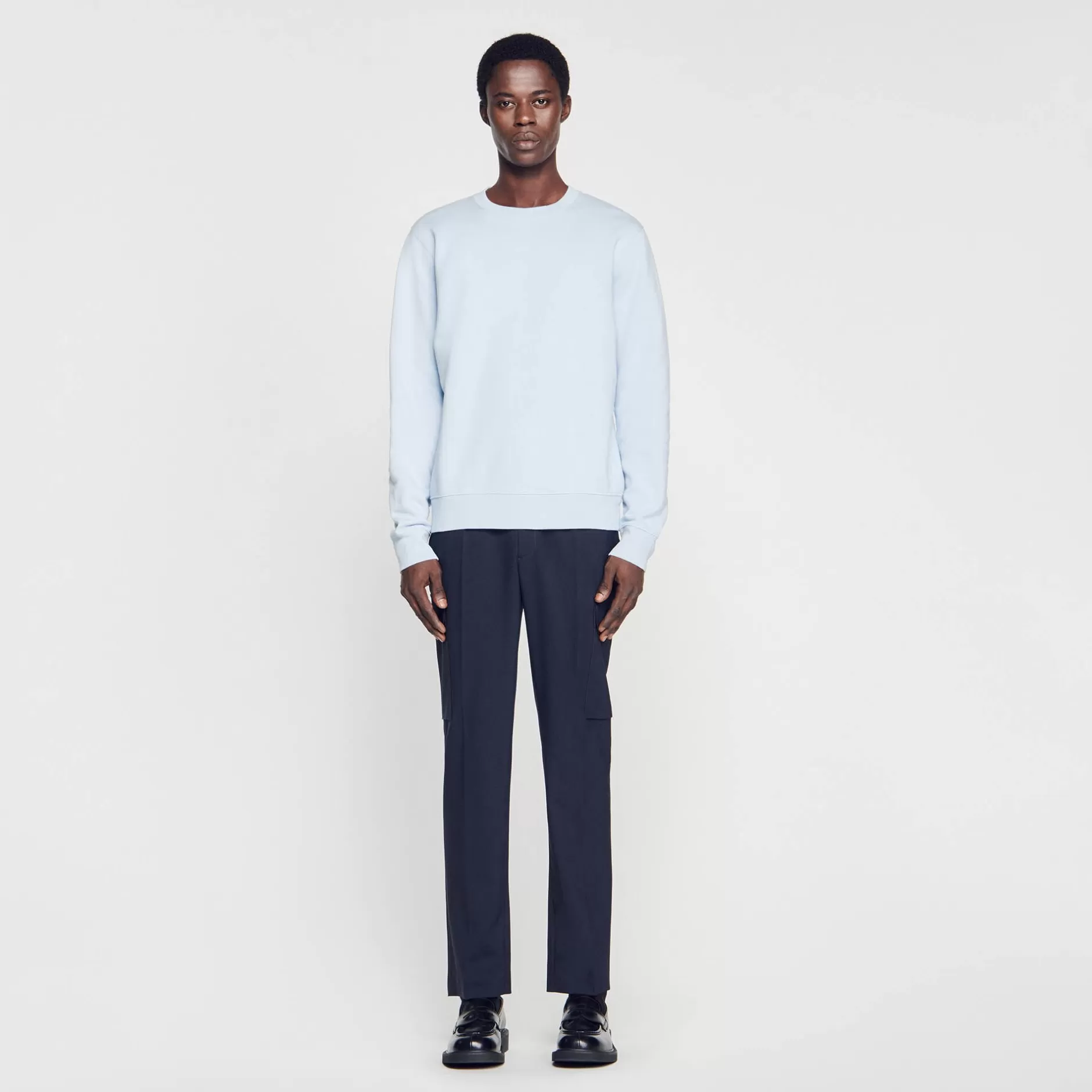 Cheap Sandro Sweat Molletonné Brodé Bleu Ciel