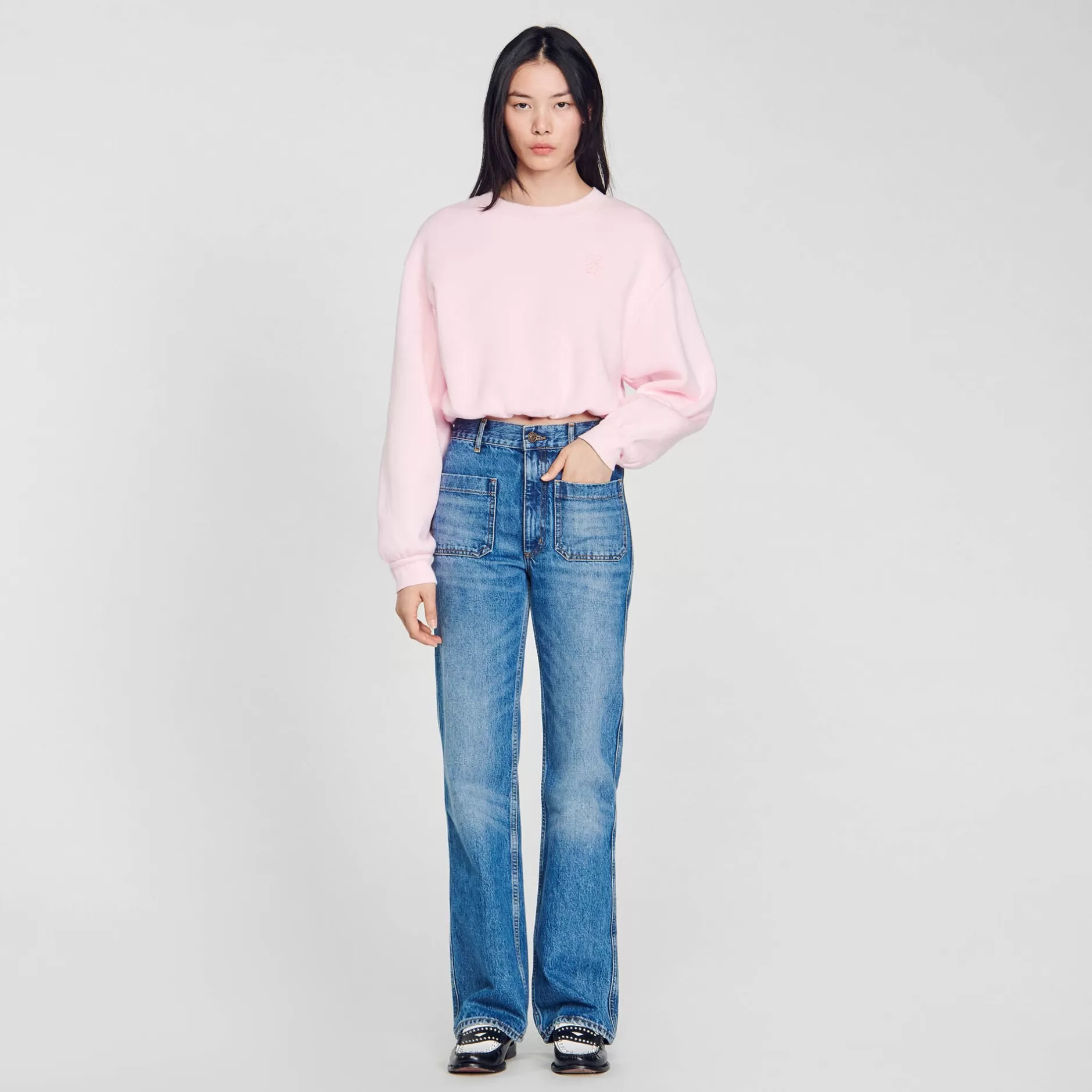 Sale Sandro Sweatshirt Court Rose Clair