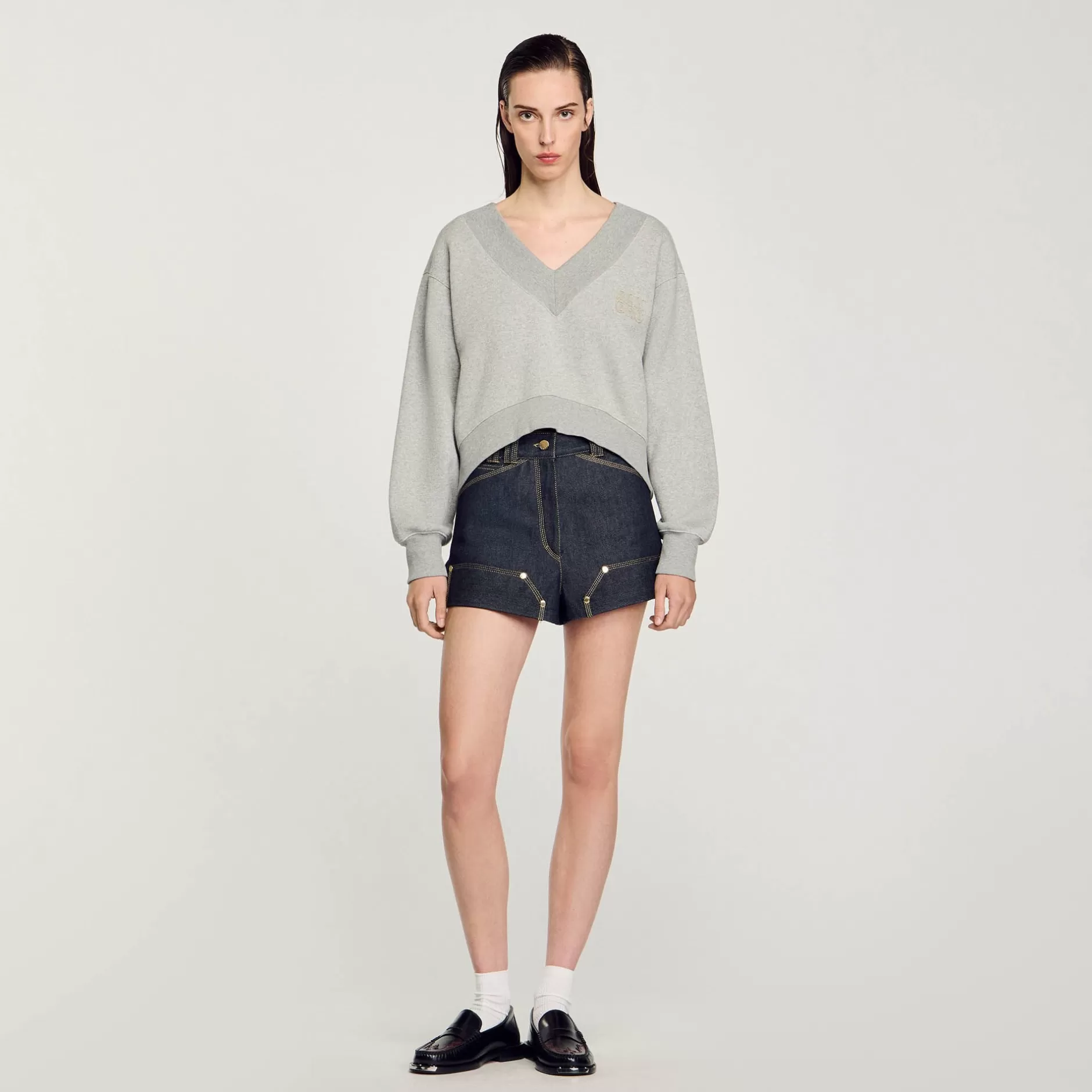 Flash Sale Sandro Sweatshirt Court Gris