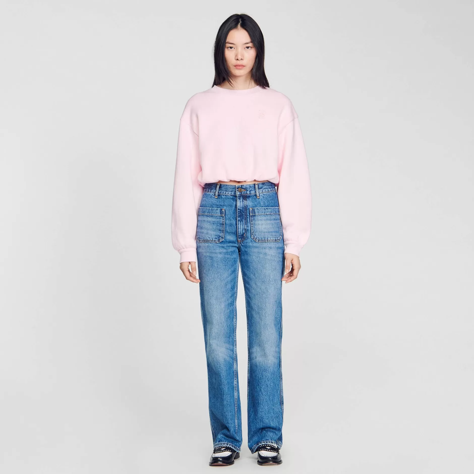 Sale Sandro Sweatshirt Court Rose Clair