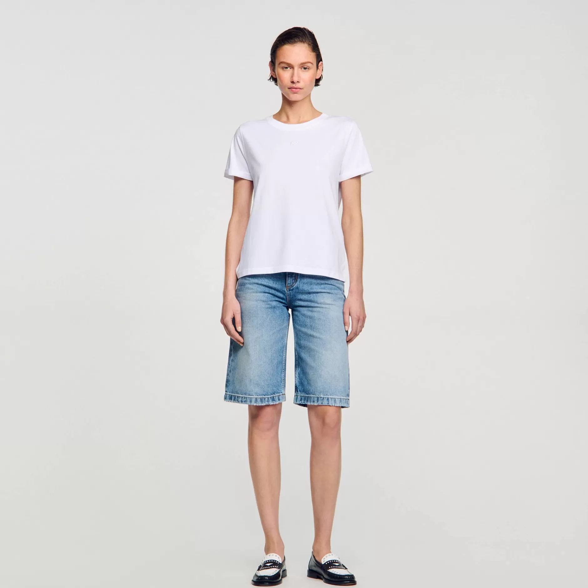 Shop Sandro T-shirt Double S blanc